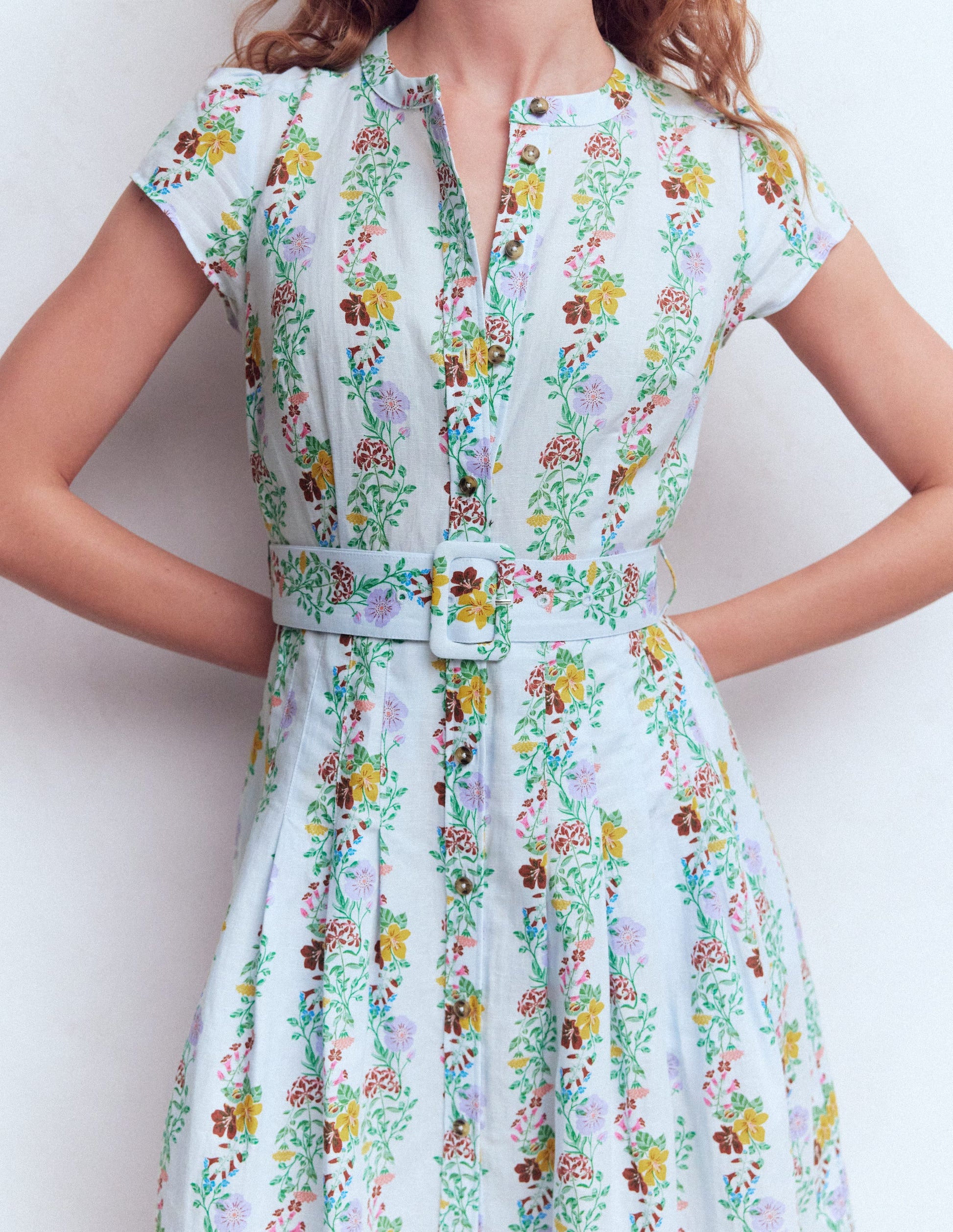 Arabella Linen Blend Dress-Ice Cube Blue, Blossom Trail-4