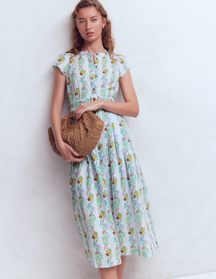 Arabella Linen Blend Dress-Heather, Blossom Trail