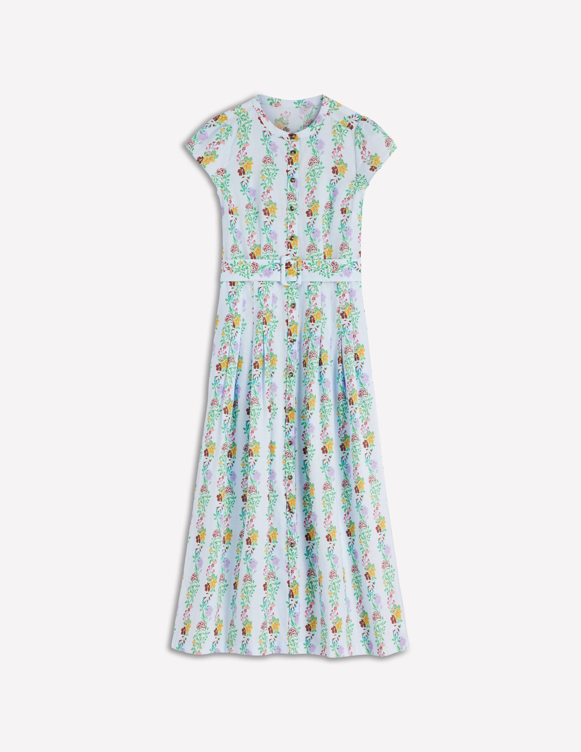 Arabella Linen Blend Dress-Ice Cube Blue, Blossom Trail-6