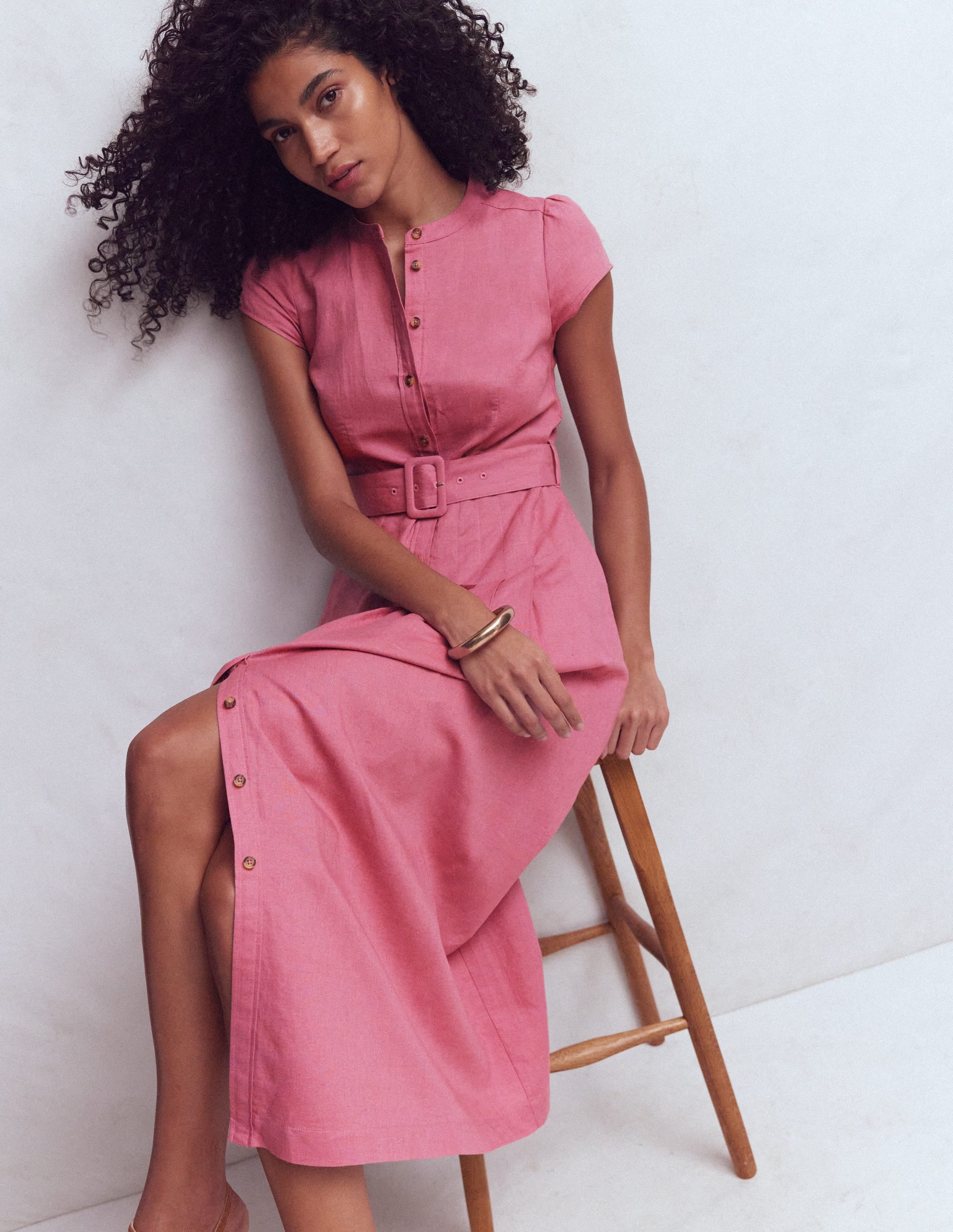 Arabella Linen Blend Dress-Pink Heather - Image 1