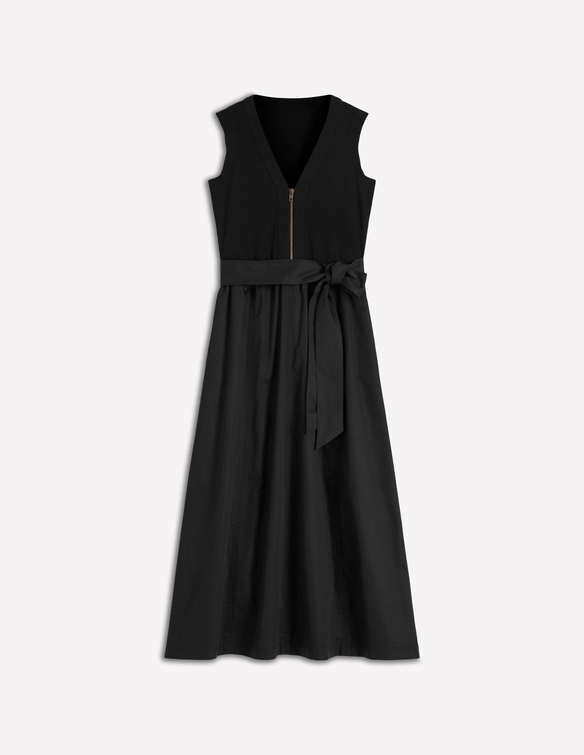 Zip-front Mix Media Dress-Black - Image 6