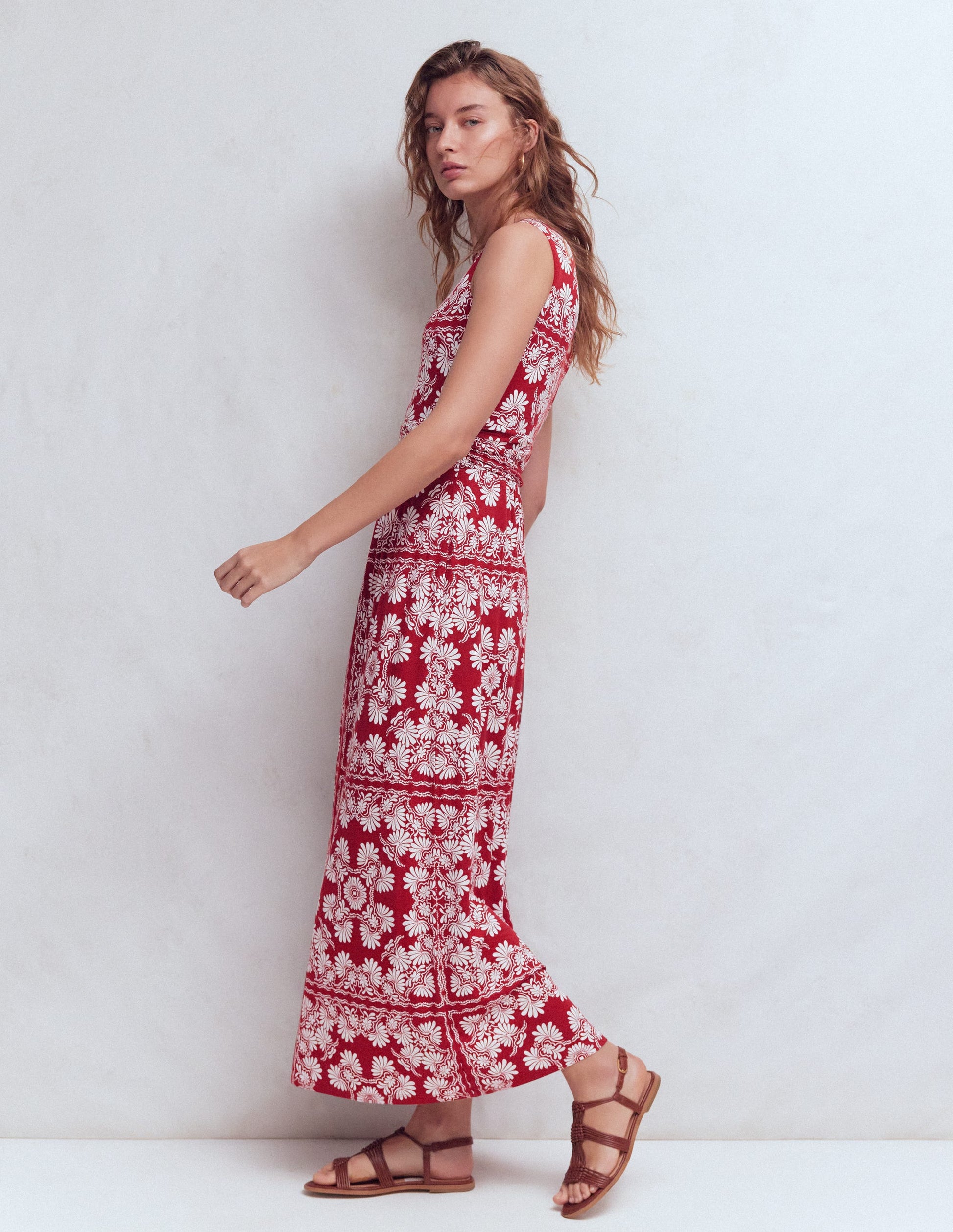 Antonia Jersey Maxi Dress-Rich Chestnut, Botanical Charm-1