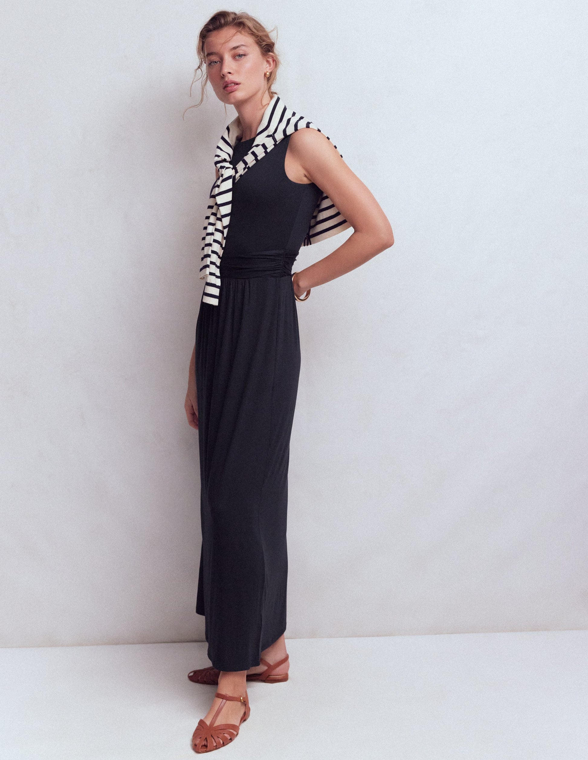 Antonia Jersey Maxi Dress-Navy-1