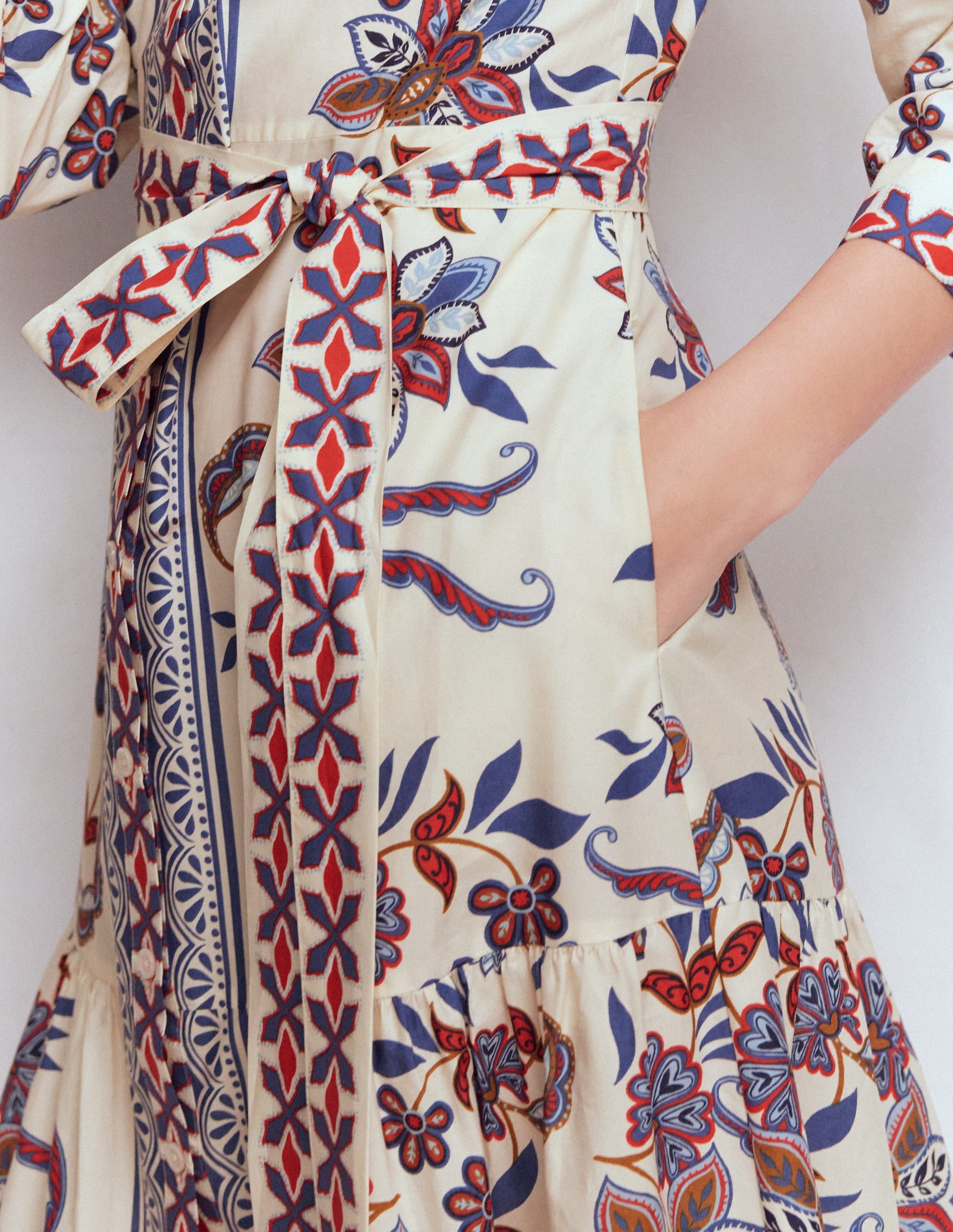 Ellie Cotton Maxi Shirt Dress-Elegant Blossom Placement - Image 2