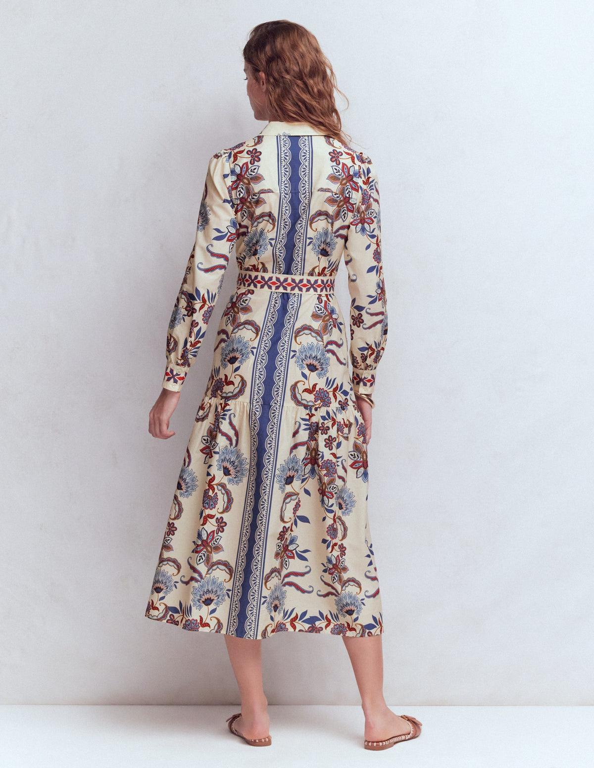 Ellie Cotton Maxi Shirt Dress-Elegant Blossom Placement - Image 3
