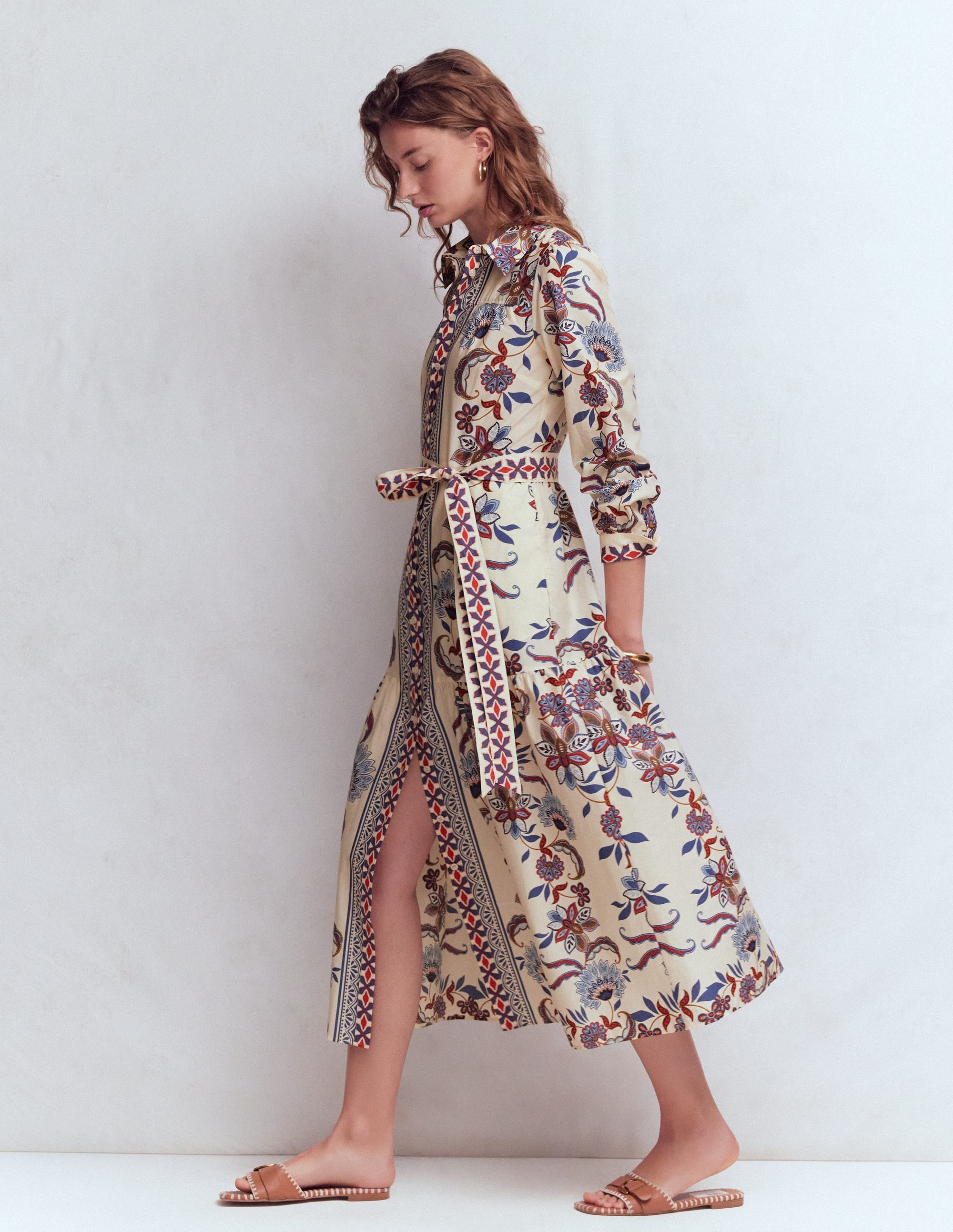Ellie Cotton Maxi Shirt Dress-Elegant Blossom Placement - Image 4