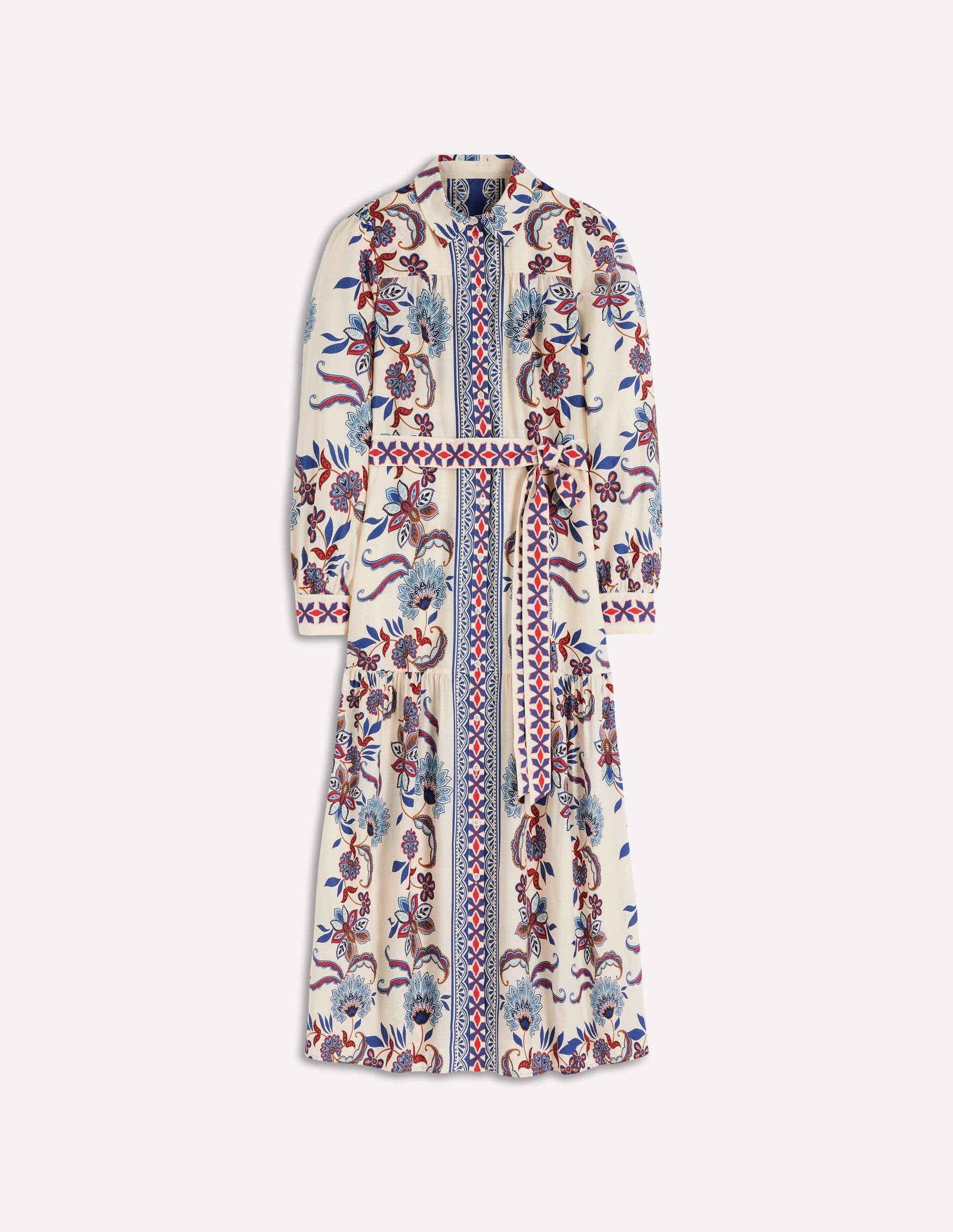 Ellie Cotton Maxi Shirt Dress-Elegant Blossom Placement-8
