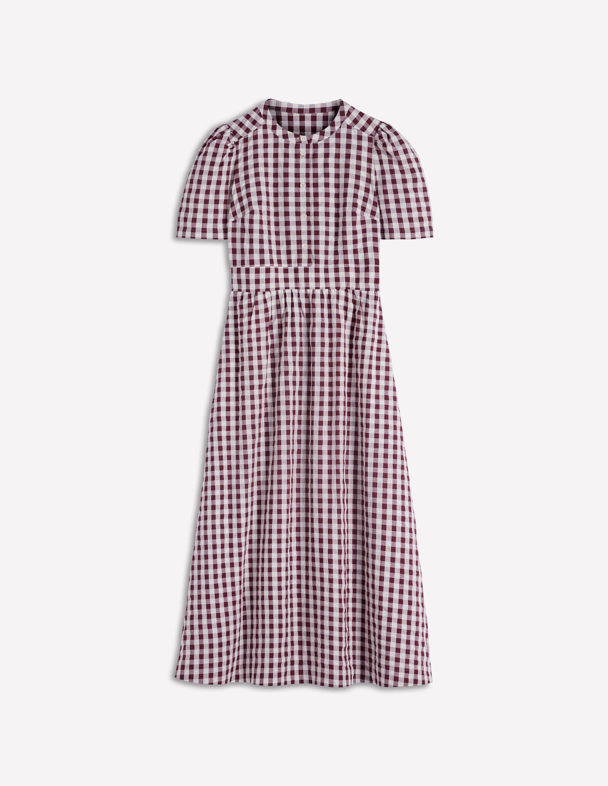 Ivy Placket Cotton Midi Dress-Gingham-7