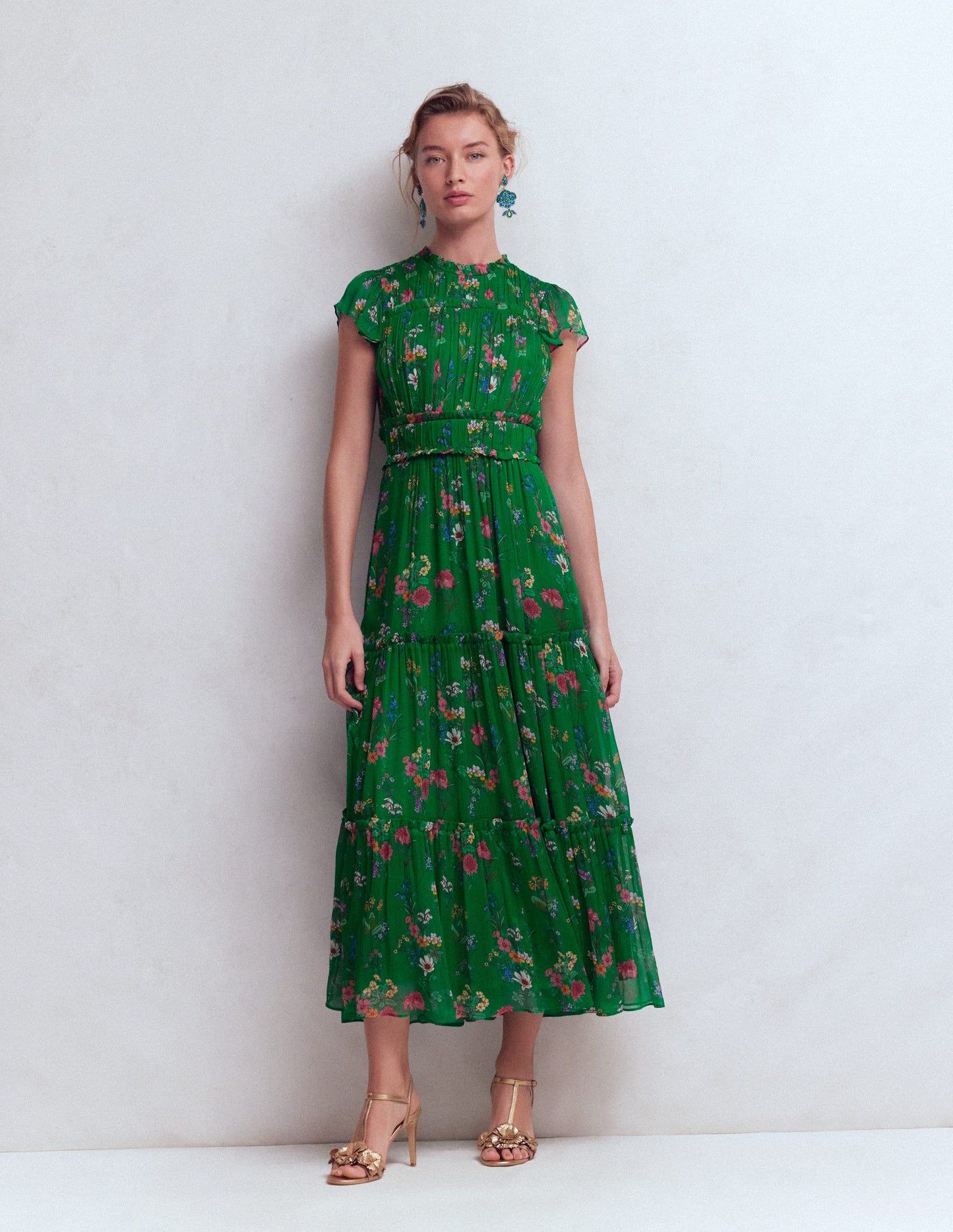 Sleeveless Ruffle Dress-Bear Grass, Delicate Blossom