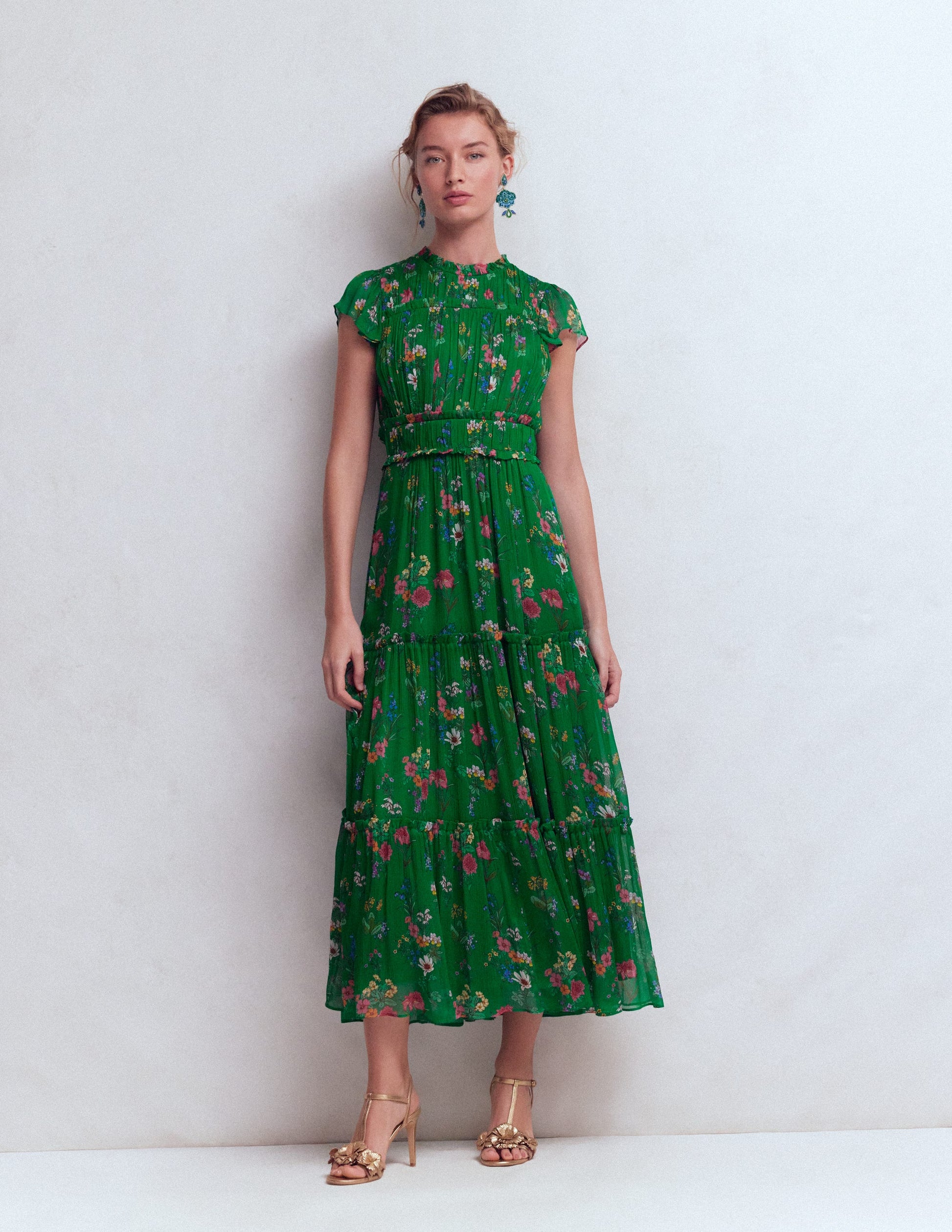 Sleeveless Ruffle Dress-Bear Grass, Delicate Blossom-6