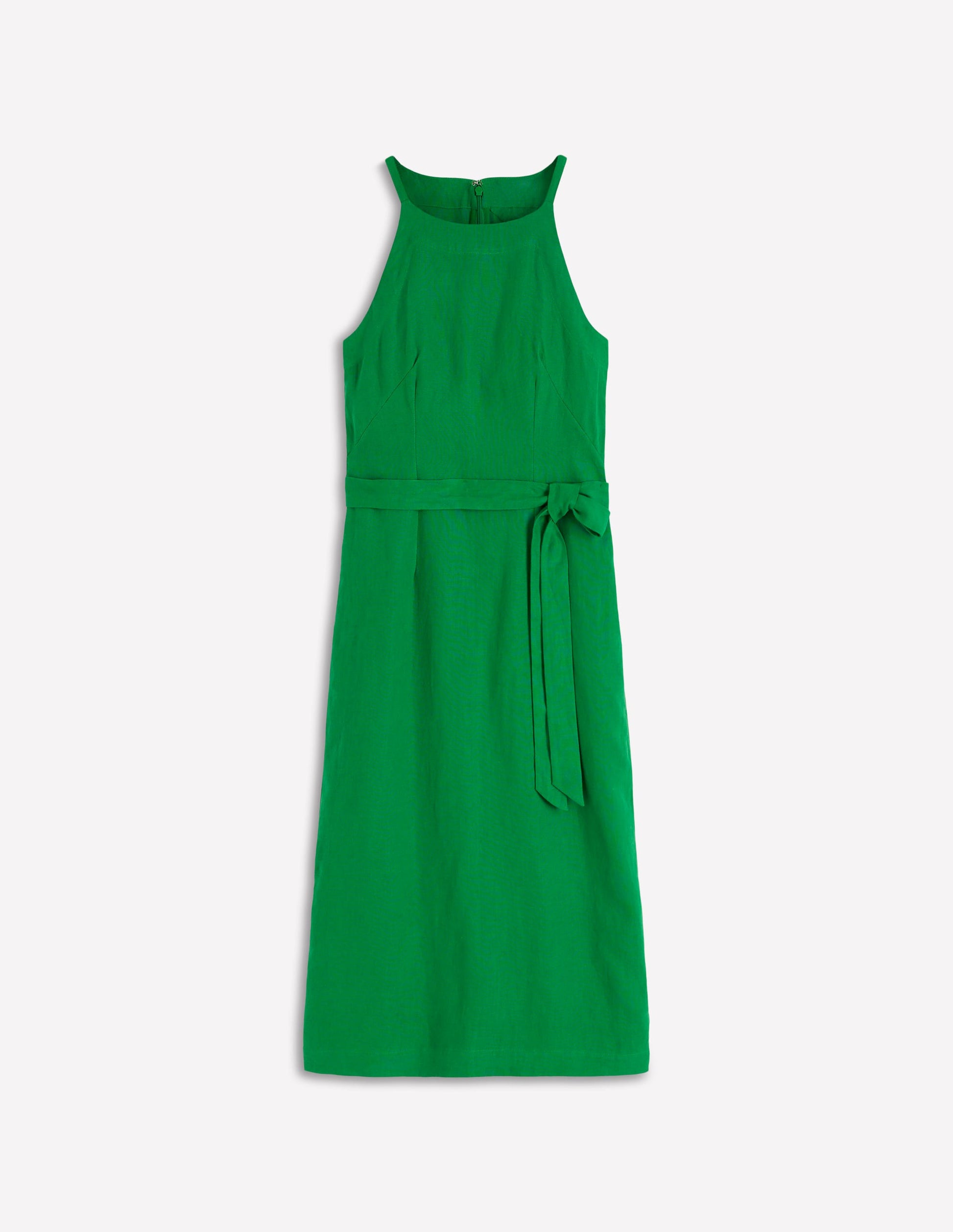 Rosa Halter Linen Midi Dress-Amazon Green-6