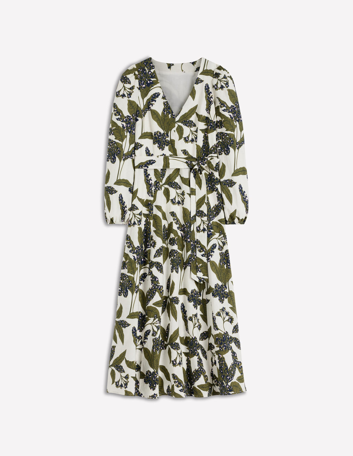 Florence Linen Blend Dress-Olive Leopard Flora-7