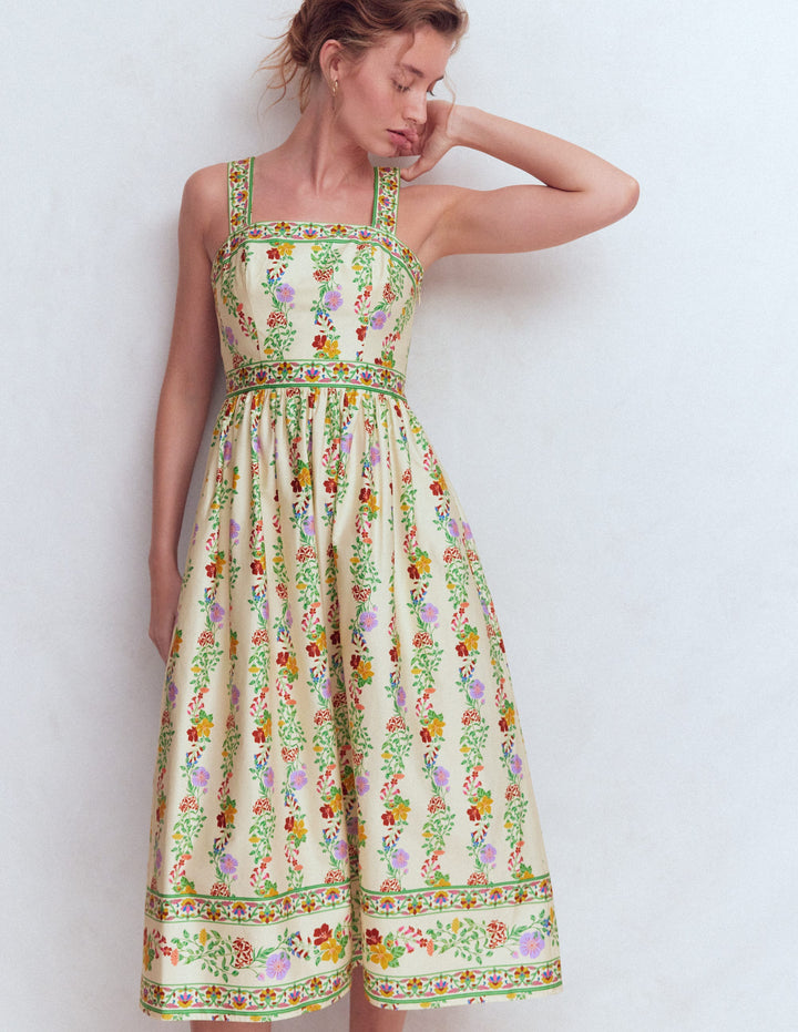 Square Neck Occasion Dress-Ivory, Blossom Trail