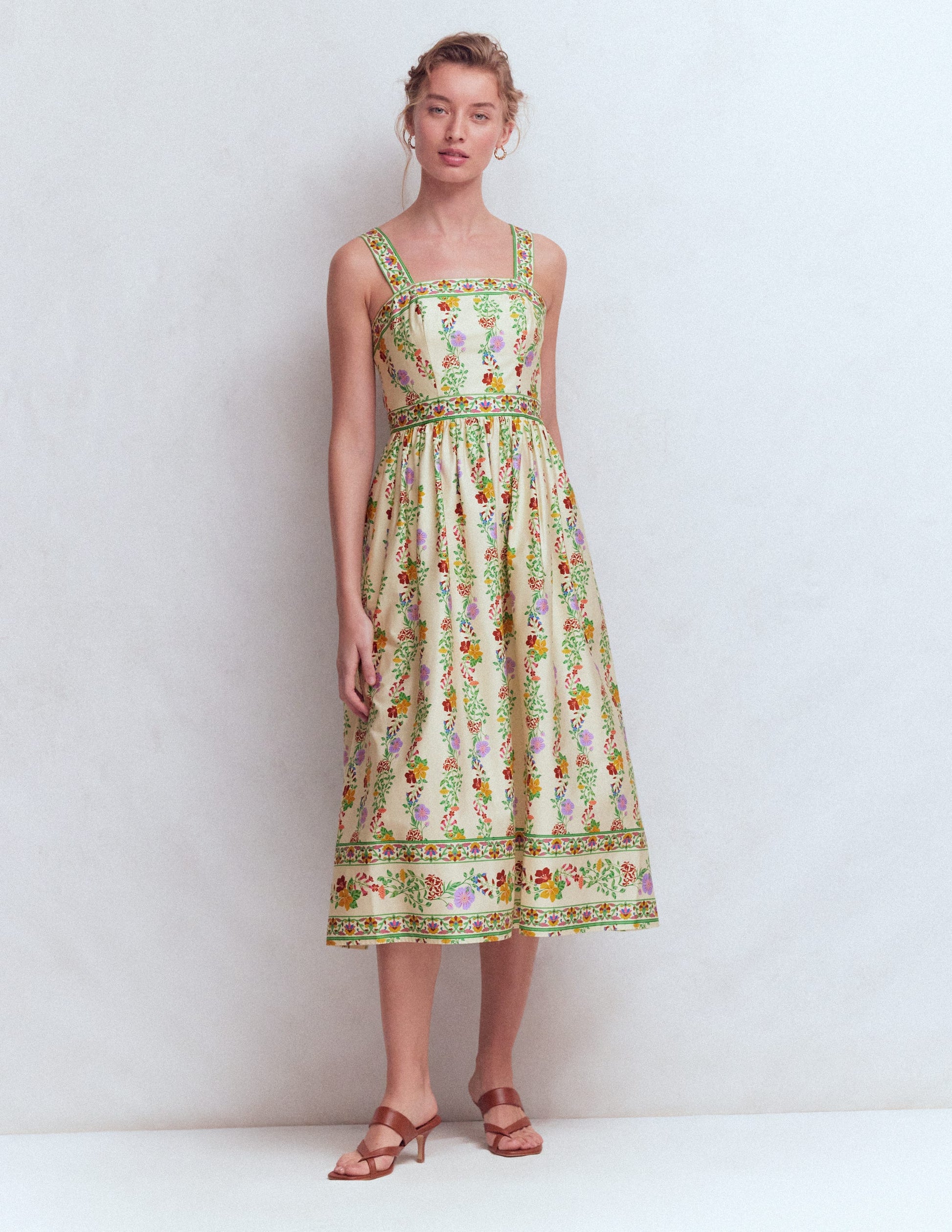 Square Neck Occasion Dress-Ivory, Blossom Trail-7