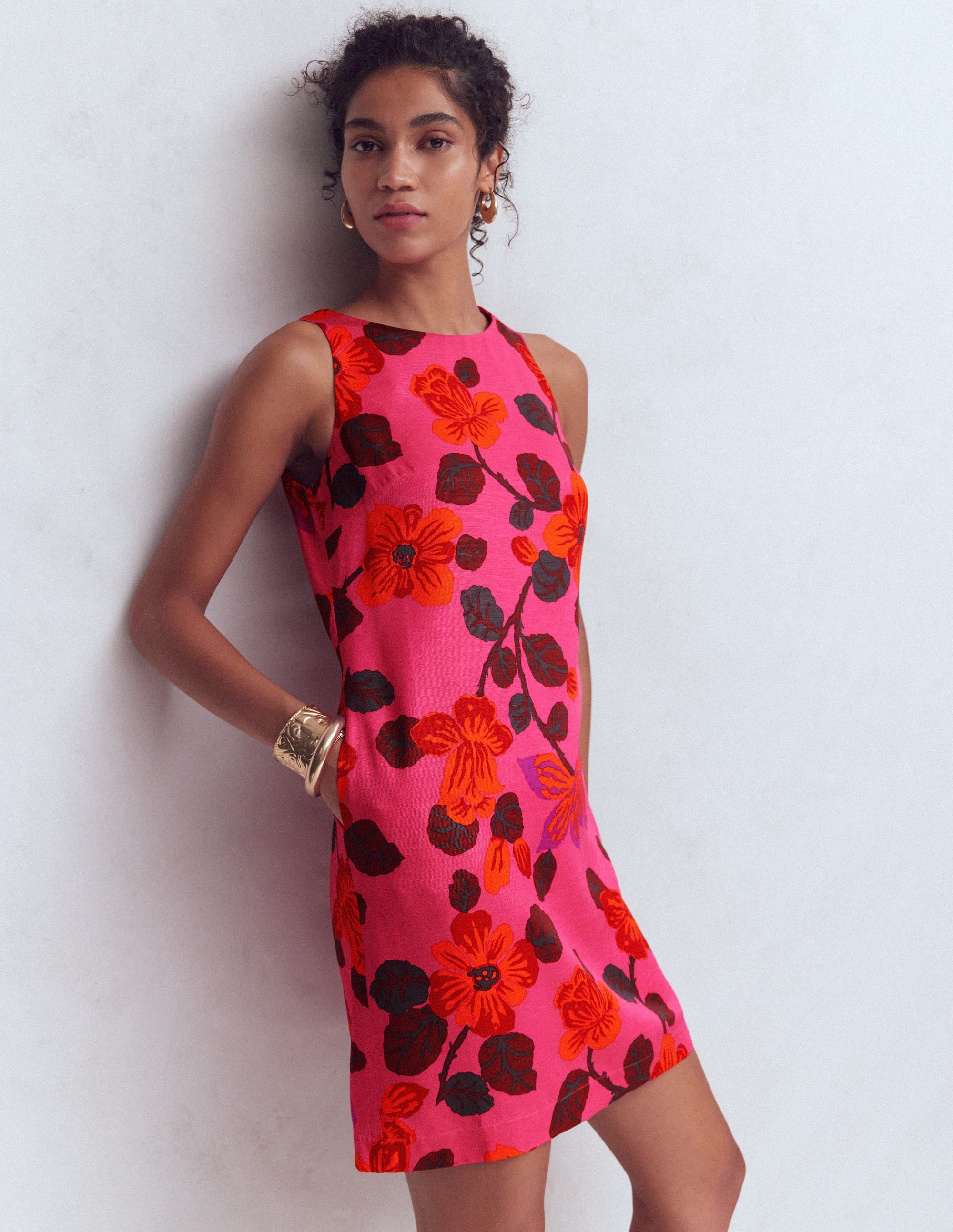 Classic Shift Dress-Pink, Elaborate Blossom - Image 1