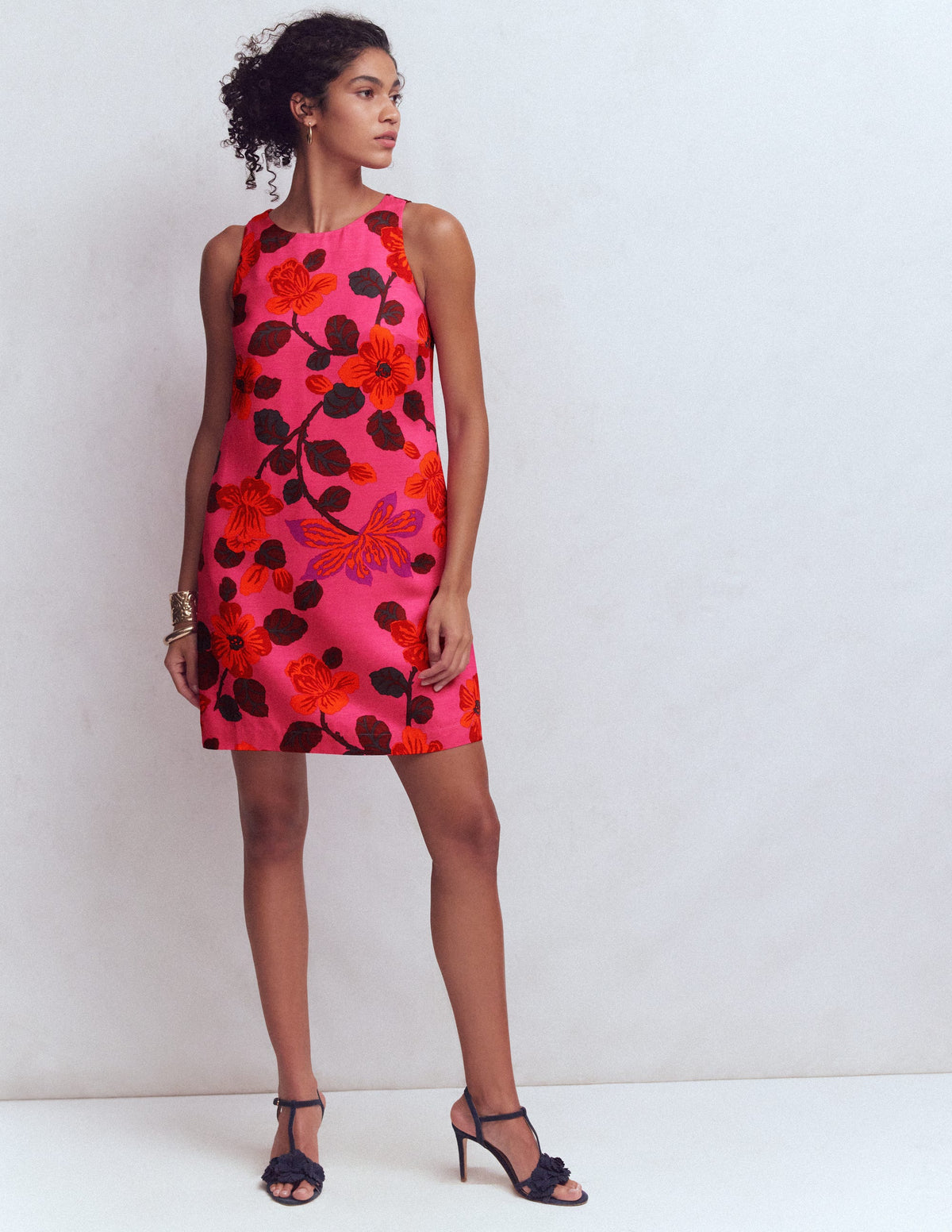Classic Shift Dress-Pink, Elaborate Blossom - Image 4