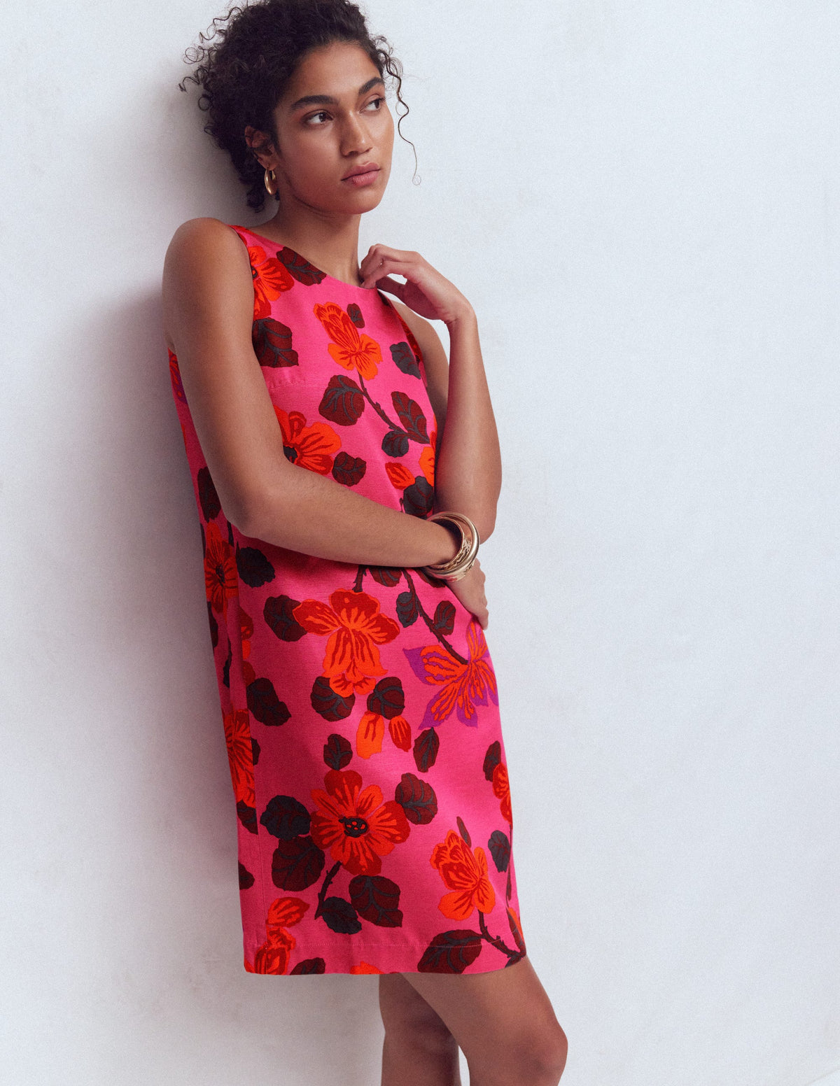 Classic Shift Dress-Pink, Elaborate Blossom - Image 5