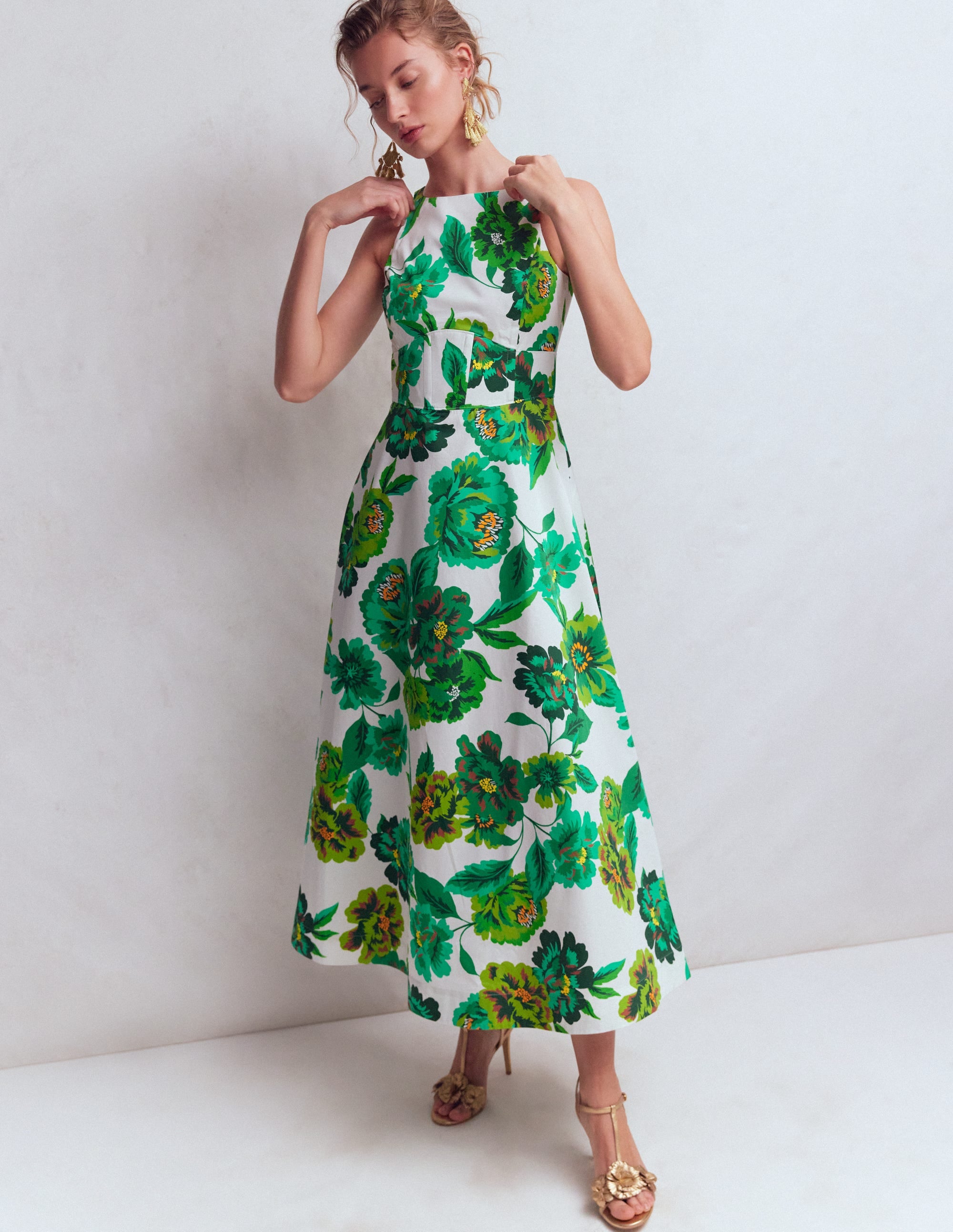 Silvia Boned Bodice Maxi Dress-Green Opulent Blossom - Image 4