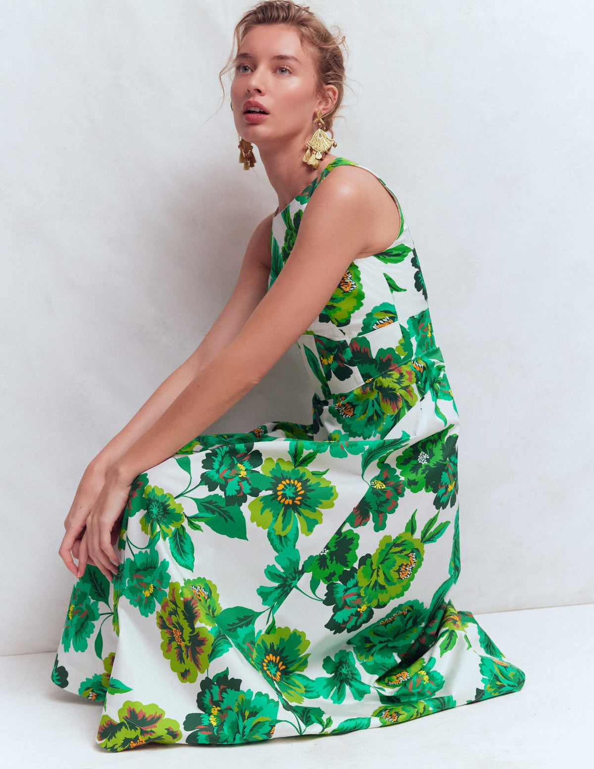 Silvia Boned Bodice Maxi Dress-Green Opulent Blossom - Image 6