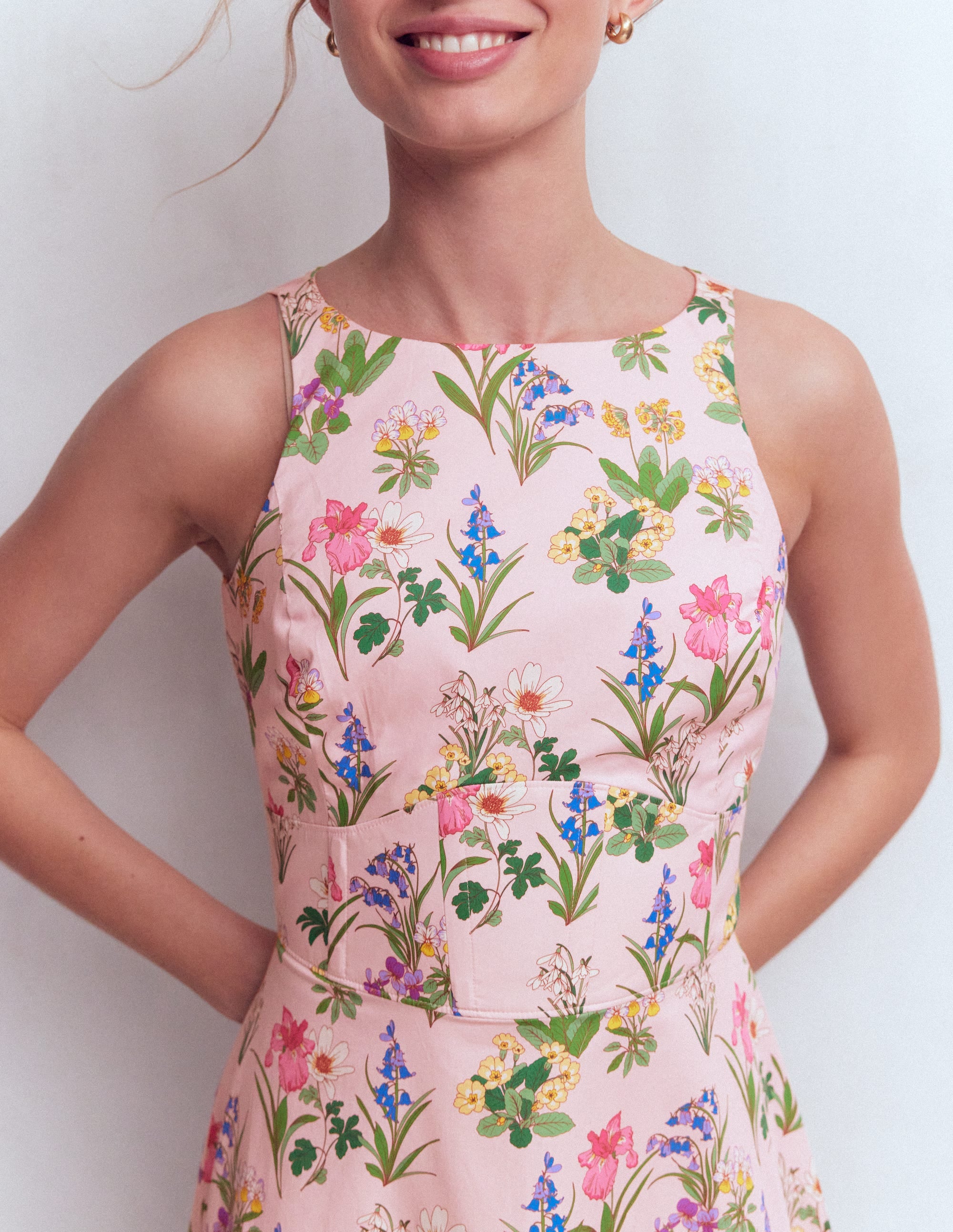Silvia Boned Bodice Maxi Dress-French Pink, Delicate Blossom - Image 2