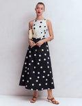 Silvia Boned Bodice Maxi Dress-French Navy Painted Spaced Dot