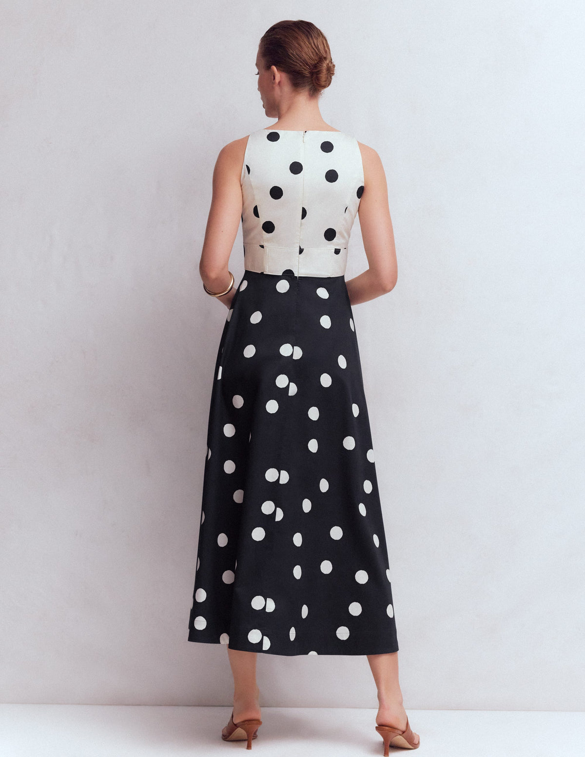 Silvia Boned Bodice Maxi Dress-French Navy Painted Spaced Dot - Image 3