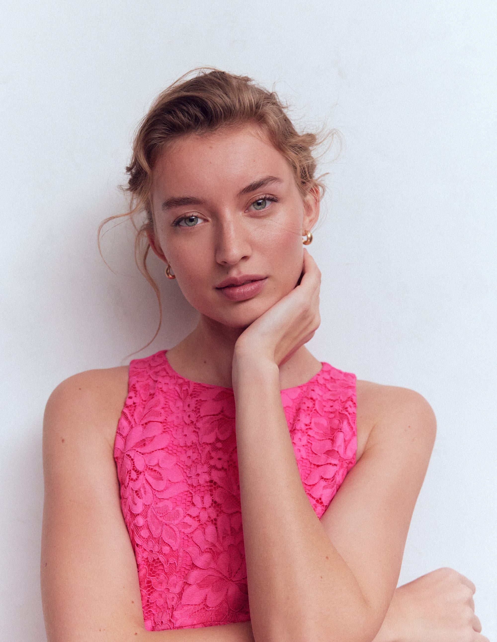 Silvia Boned Bodice Maxi Dress-Pink Punch Lace - Image 2