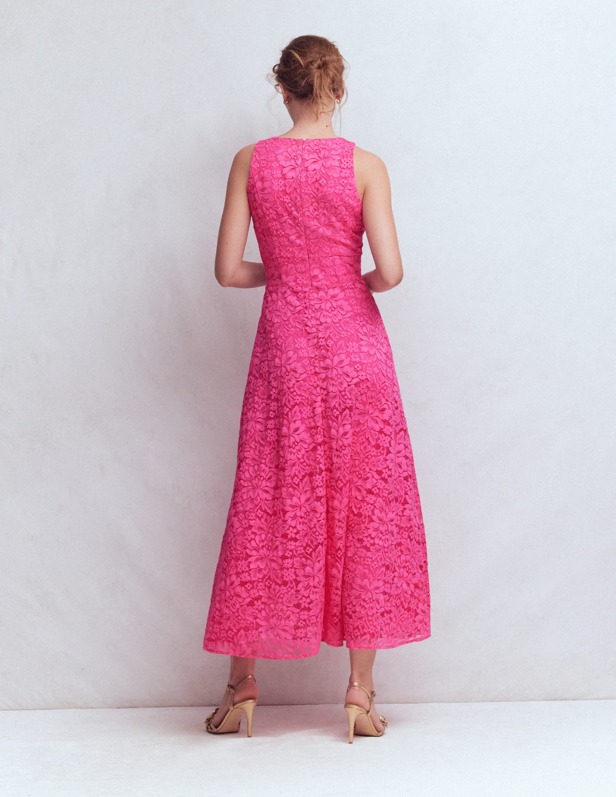 Silvia Boned Bodice Maxi Dress-Pink Punch Lace - Image 3