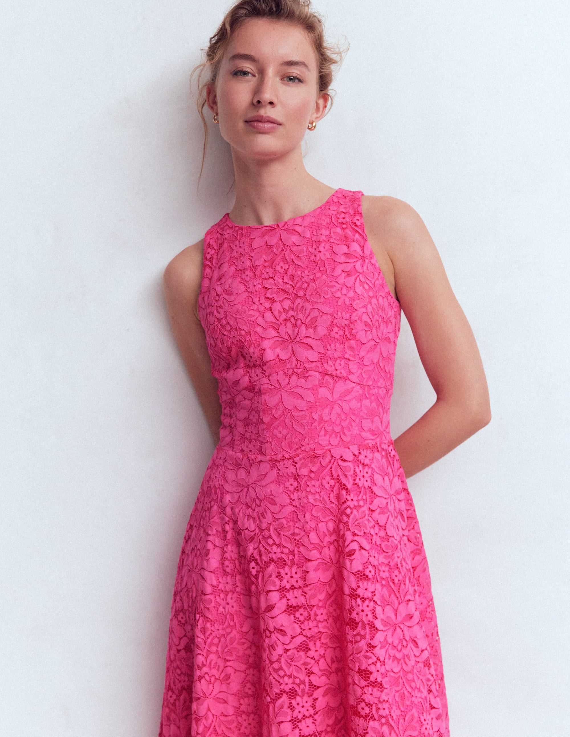 Silvia Boned Bodice Maxi Dress-Pink Punch Lace - Image 5