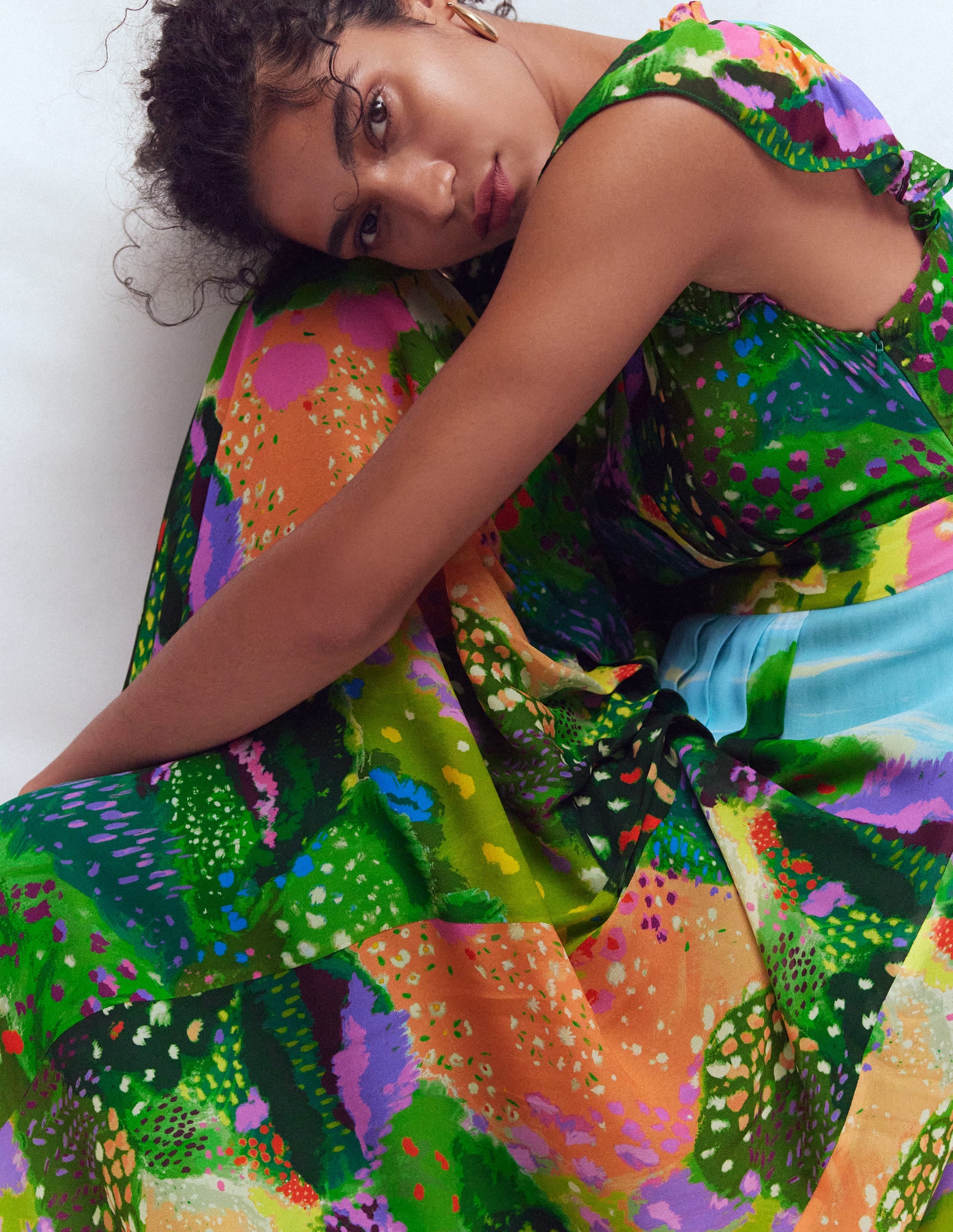 Pleat Ruffle Maxi Dress-Multi, Garden Path - Image 6