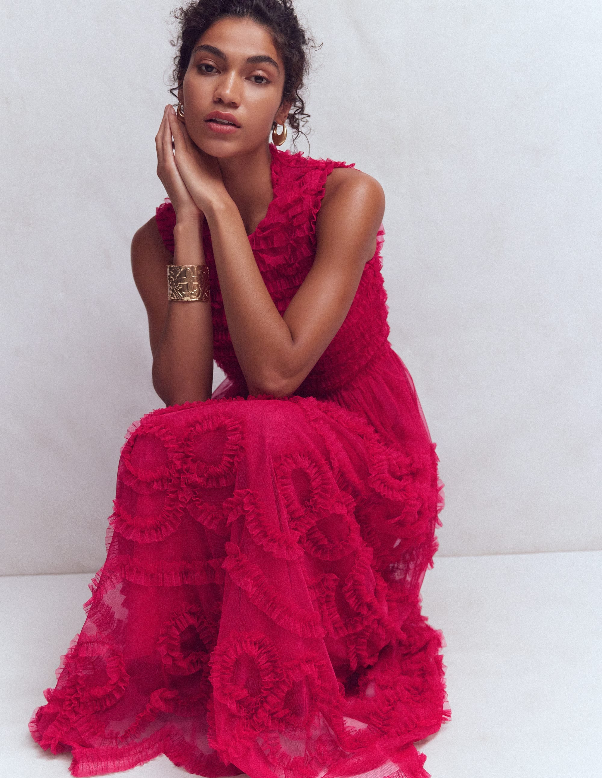Tulle Bow Party Dress-Vibrant Pink - Image 1