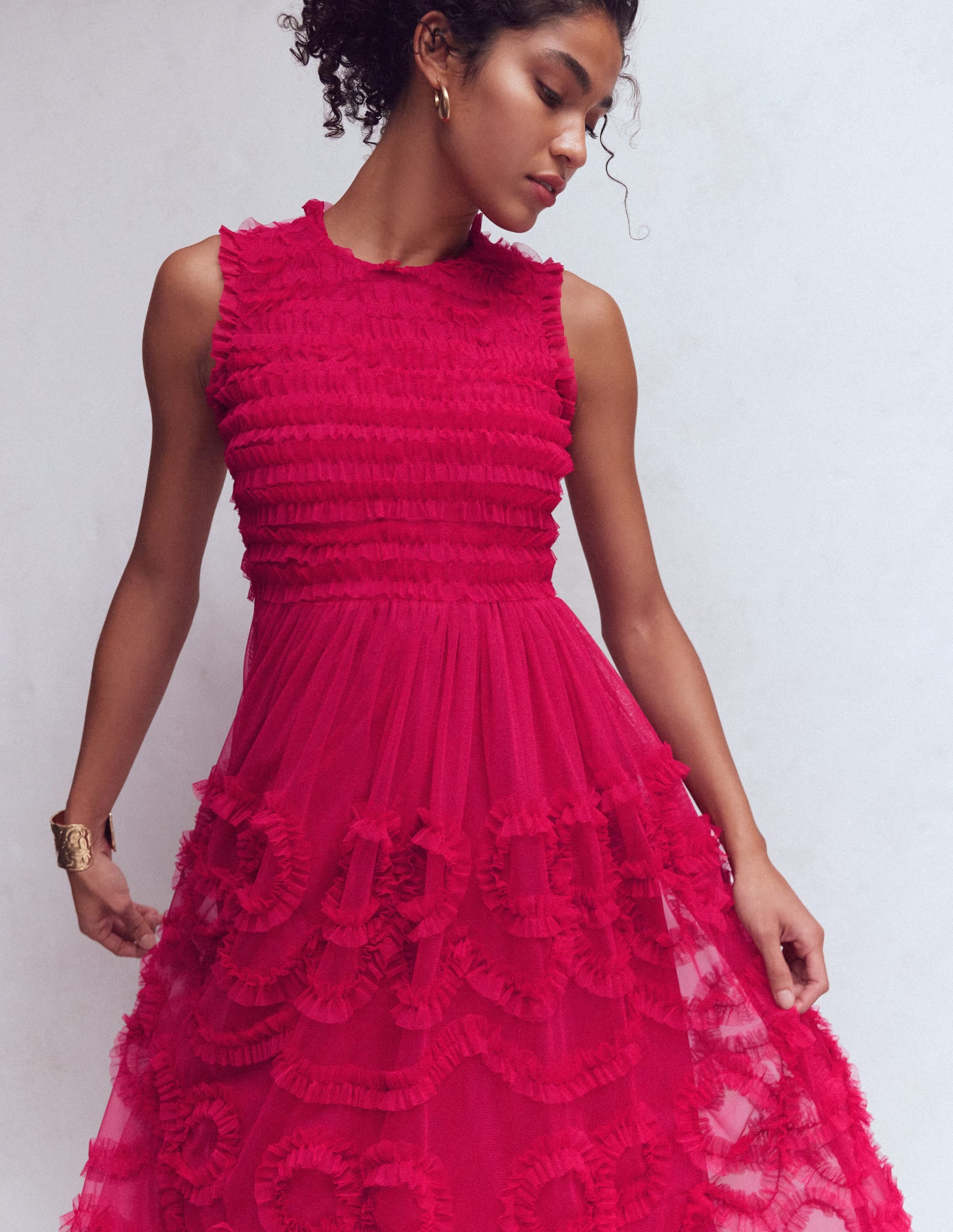 Tulle Bow Party Dress-Vibrant Pink - Image 2