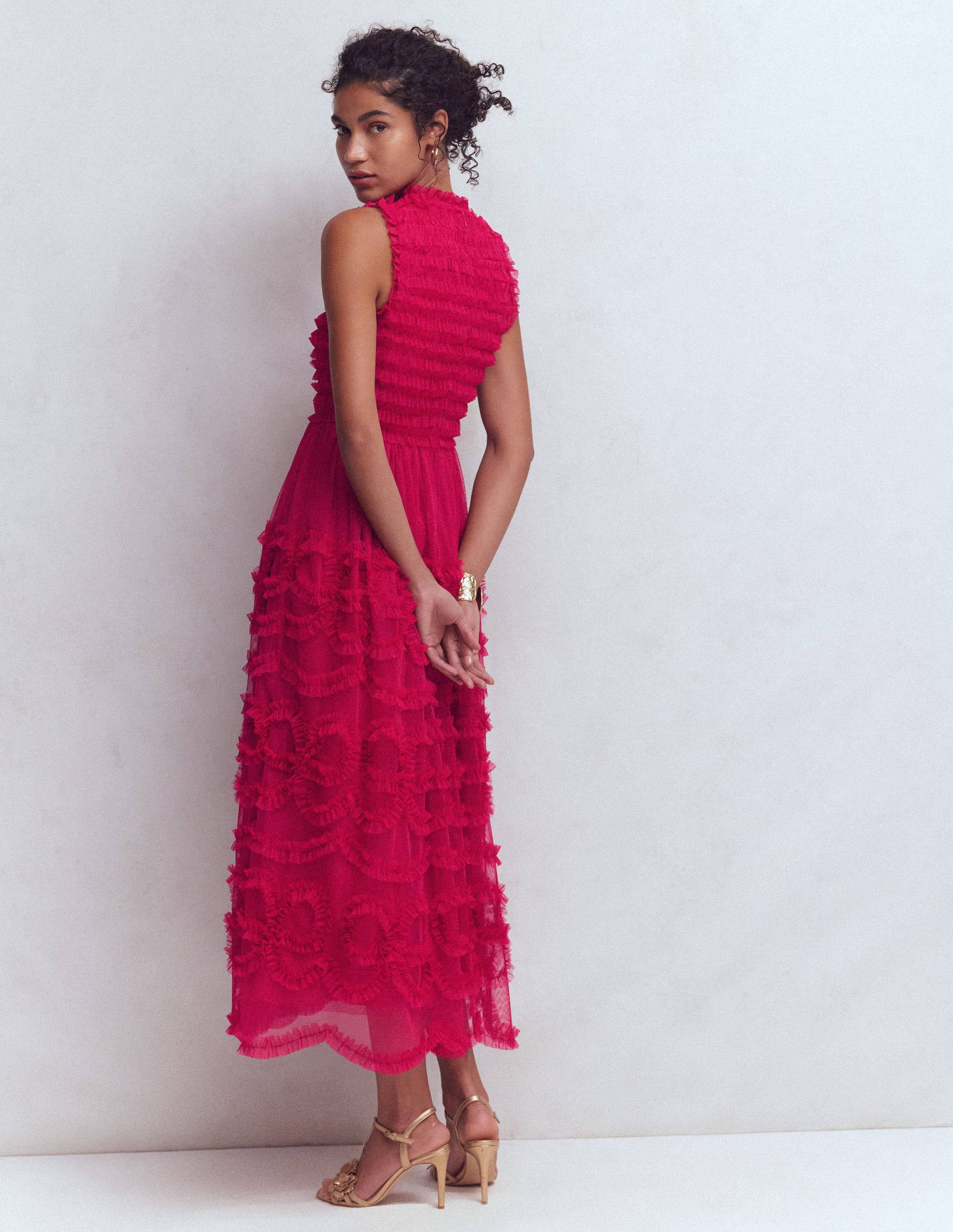 Tulle Bow Party Dress-Vibrant Pink - Image 3