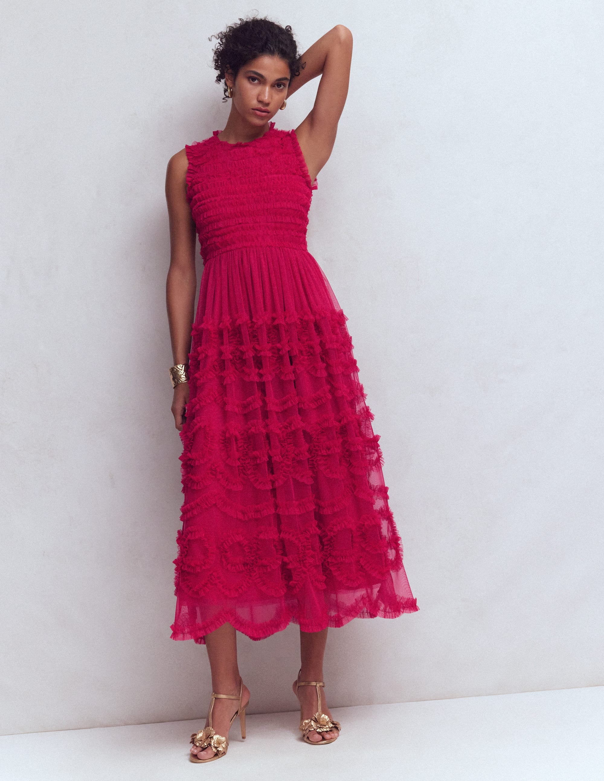 Tulle Bow Party Dress-Vibrant Pink - Image 4