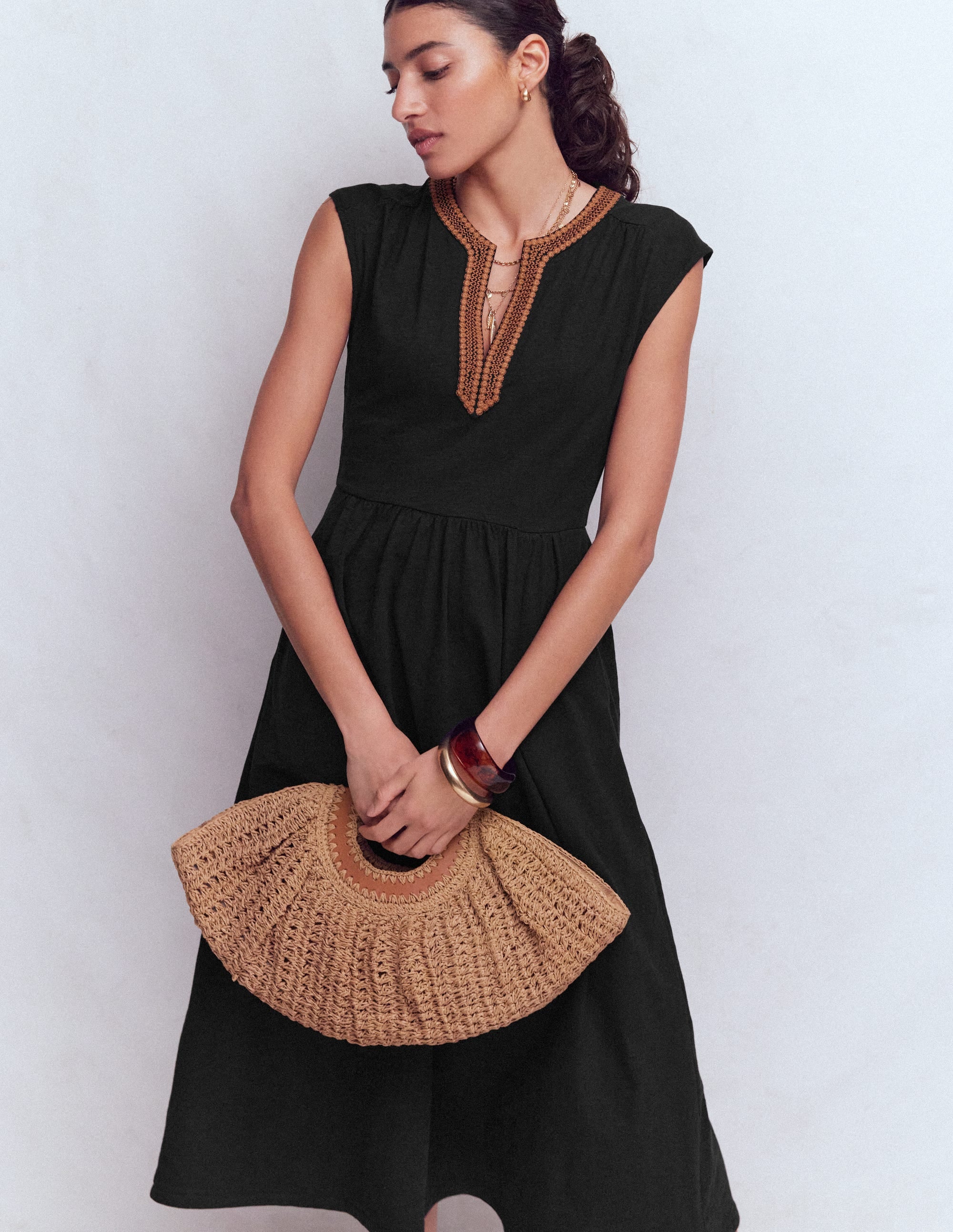 May Jersey Midi Dress-Black - Image 1