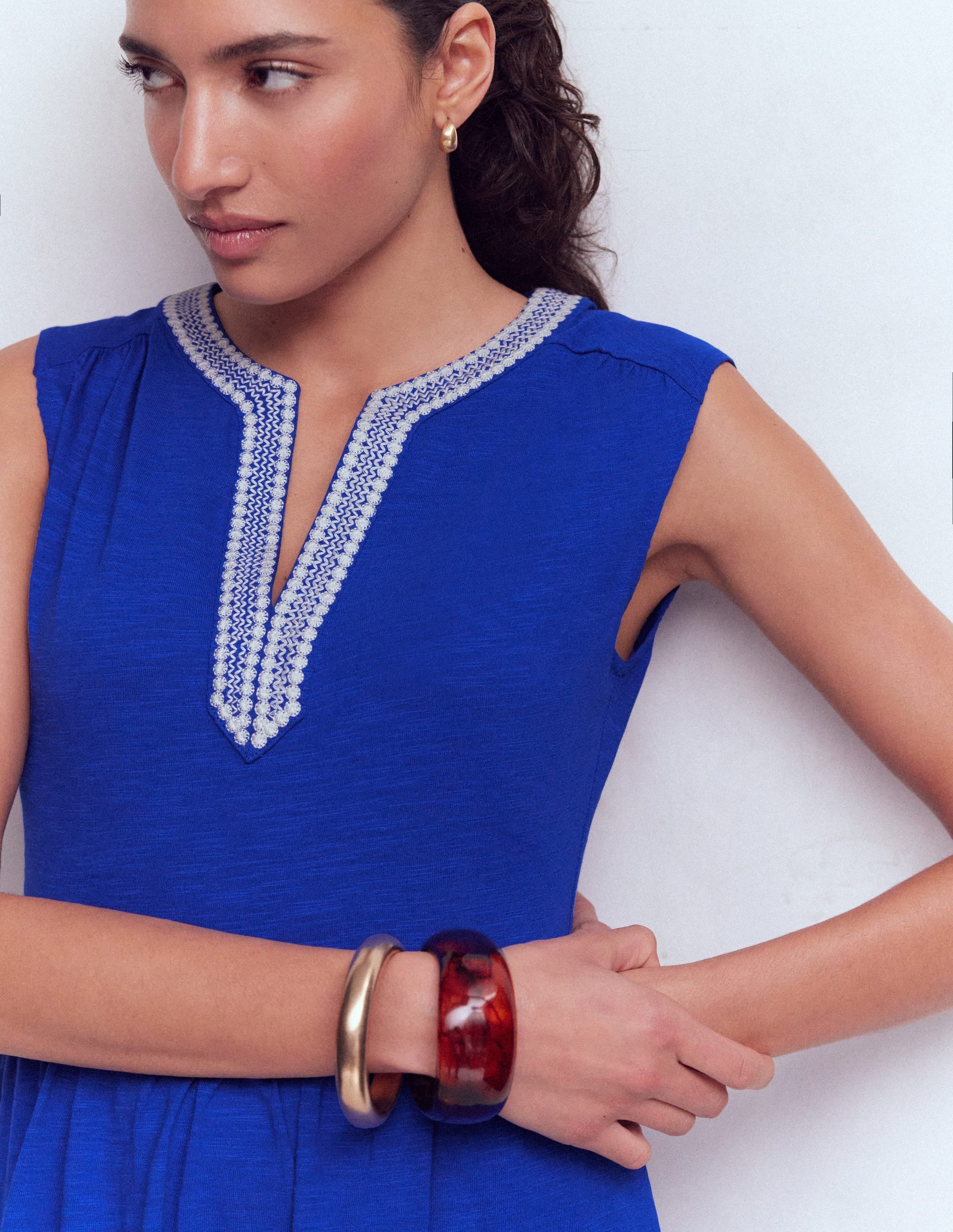 May Jersey Midi Dress-Bright Blue - Image 2