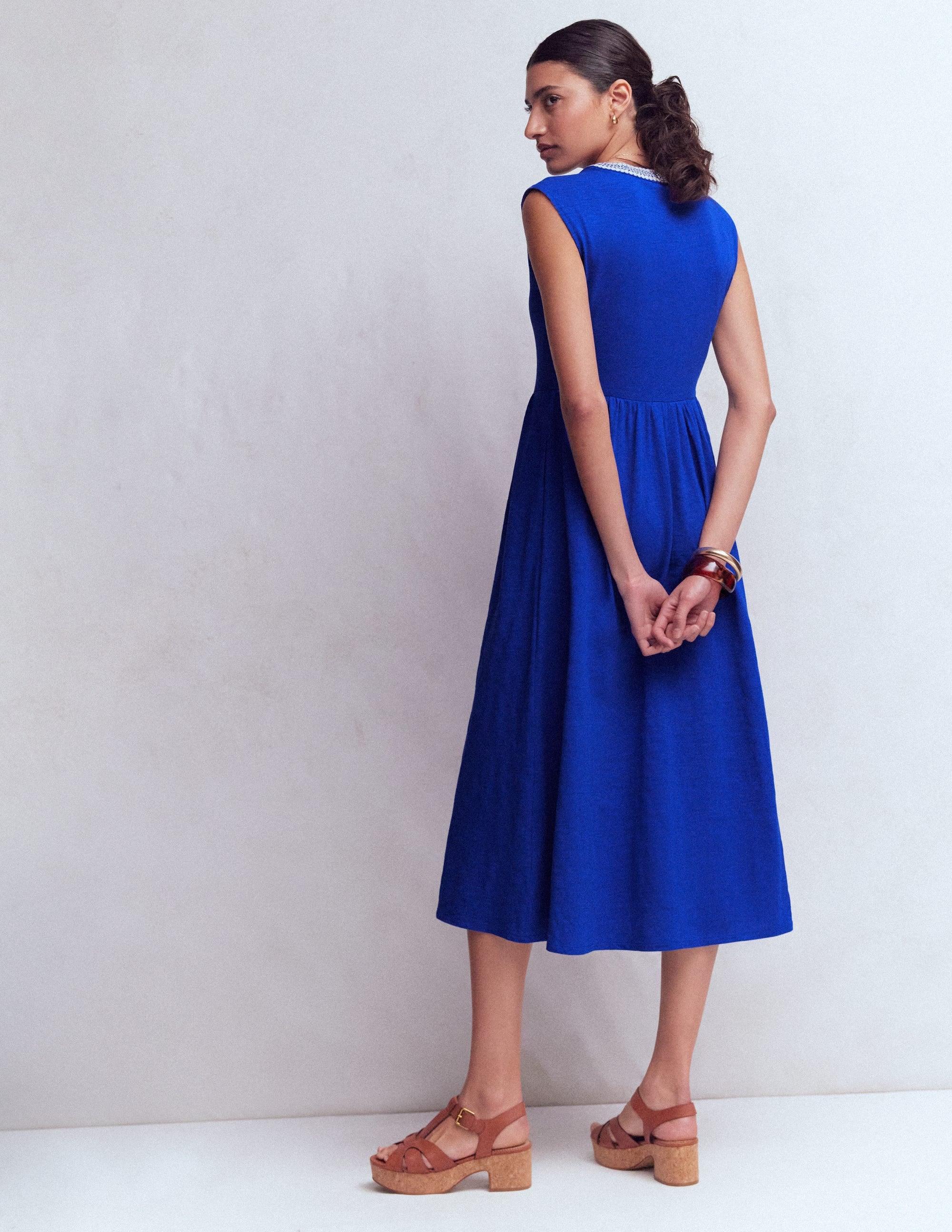 May Jersey Midi Dress-Bright Blue - Image 3
