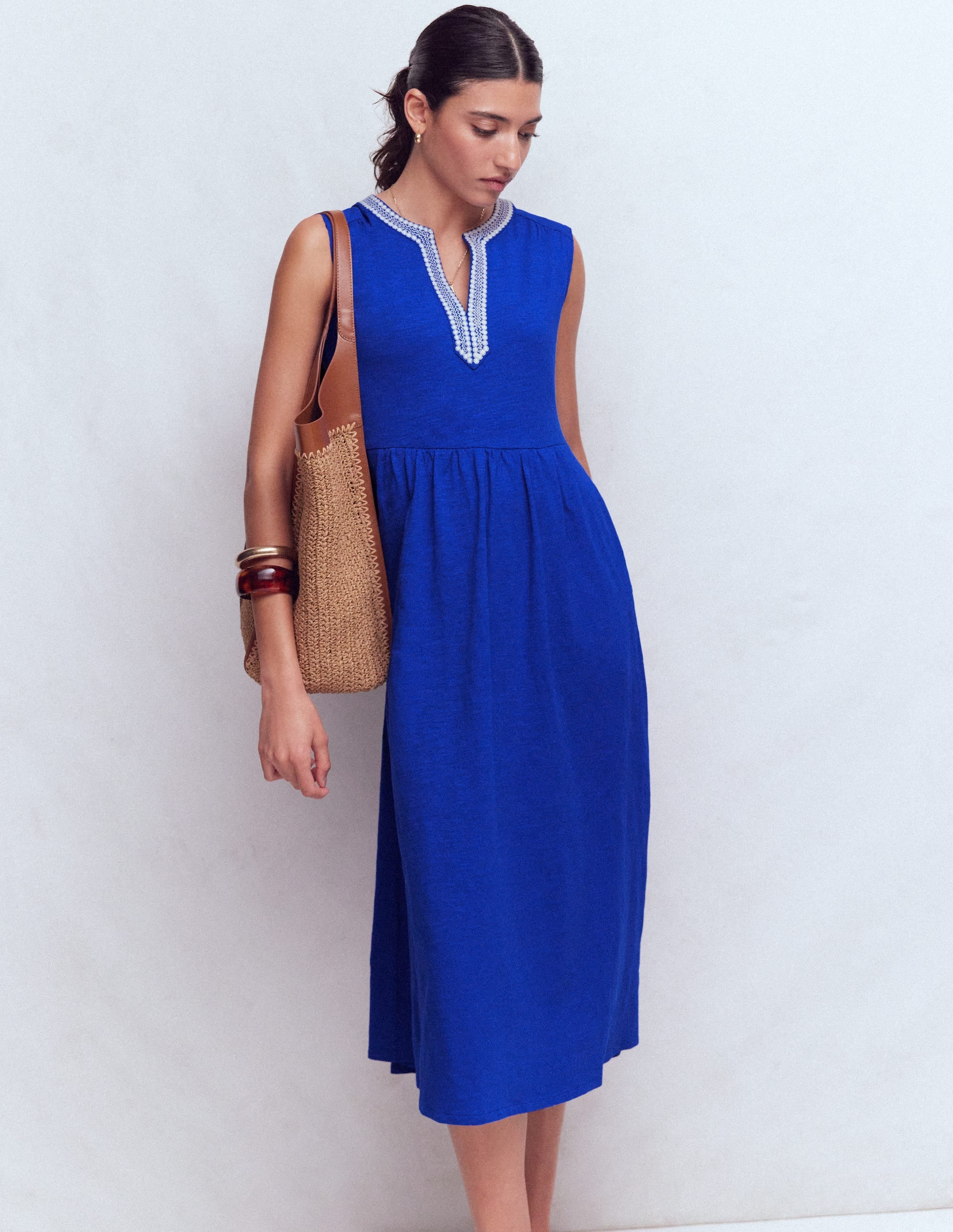 May Jersey Midi Dress-Bright Blue - Image 4