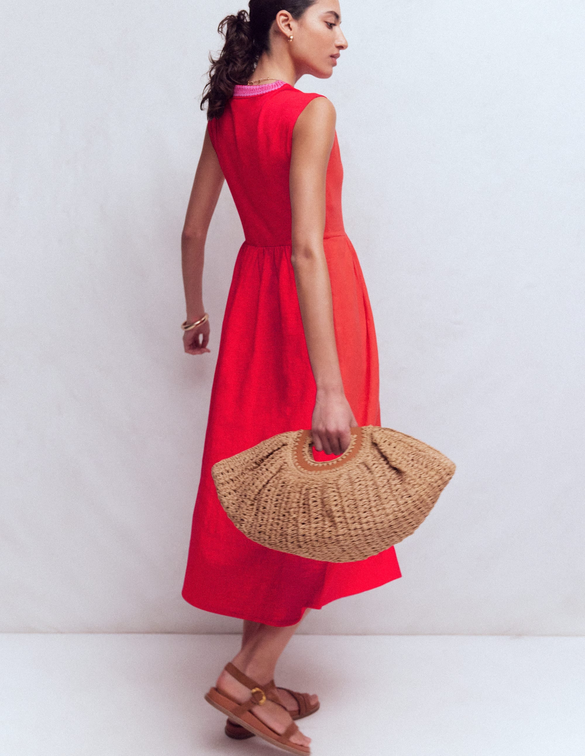 May Jersey Midi Dress-Poppy Red - Image 3