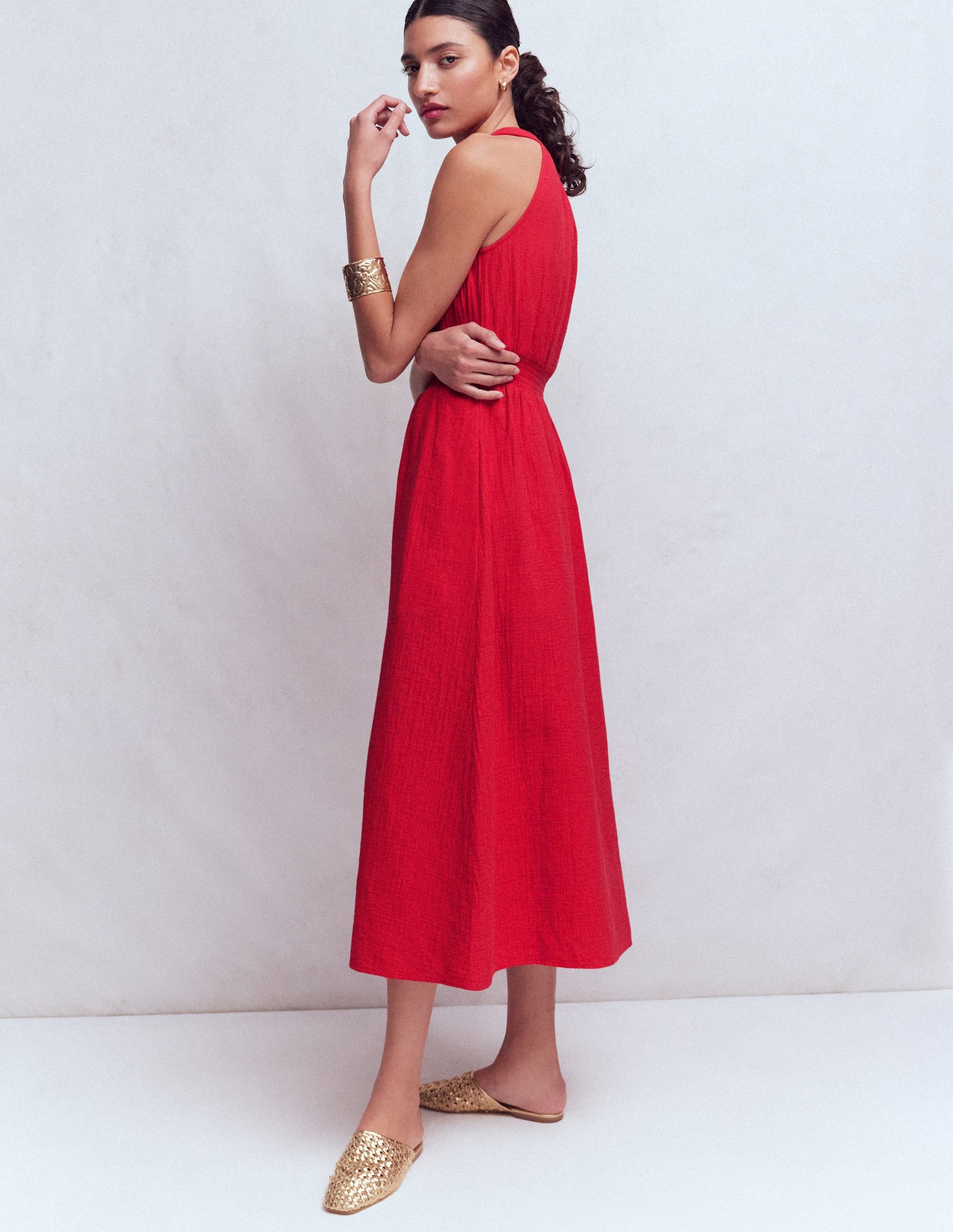 Daphne Double Cloth Dress-Salsa - Image 2