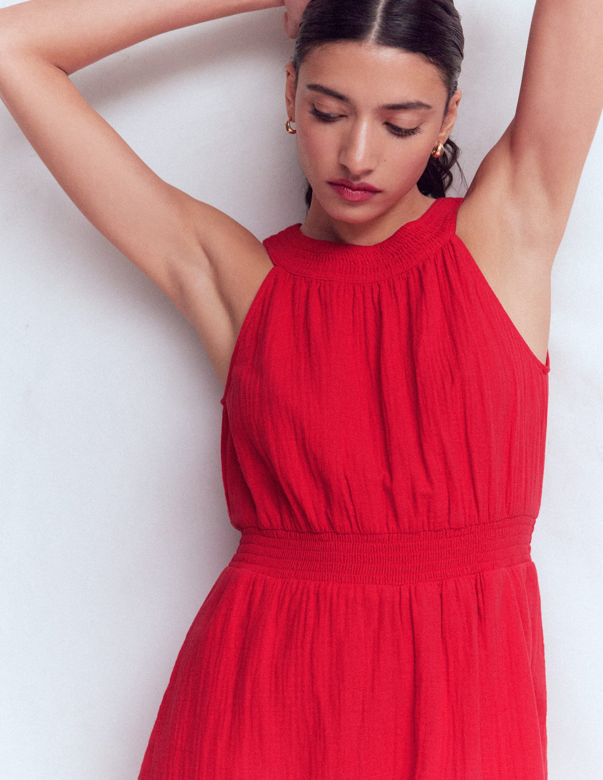 Daphne Double Cloth Dress-Salsa - Image 3
