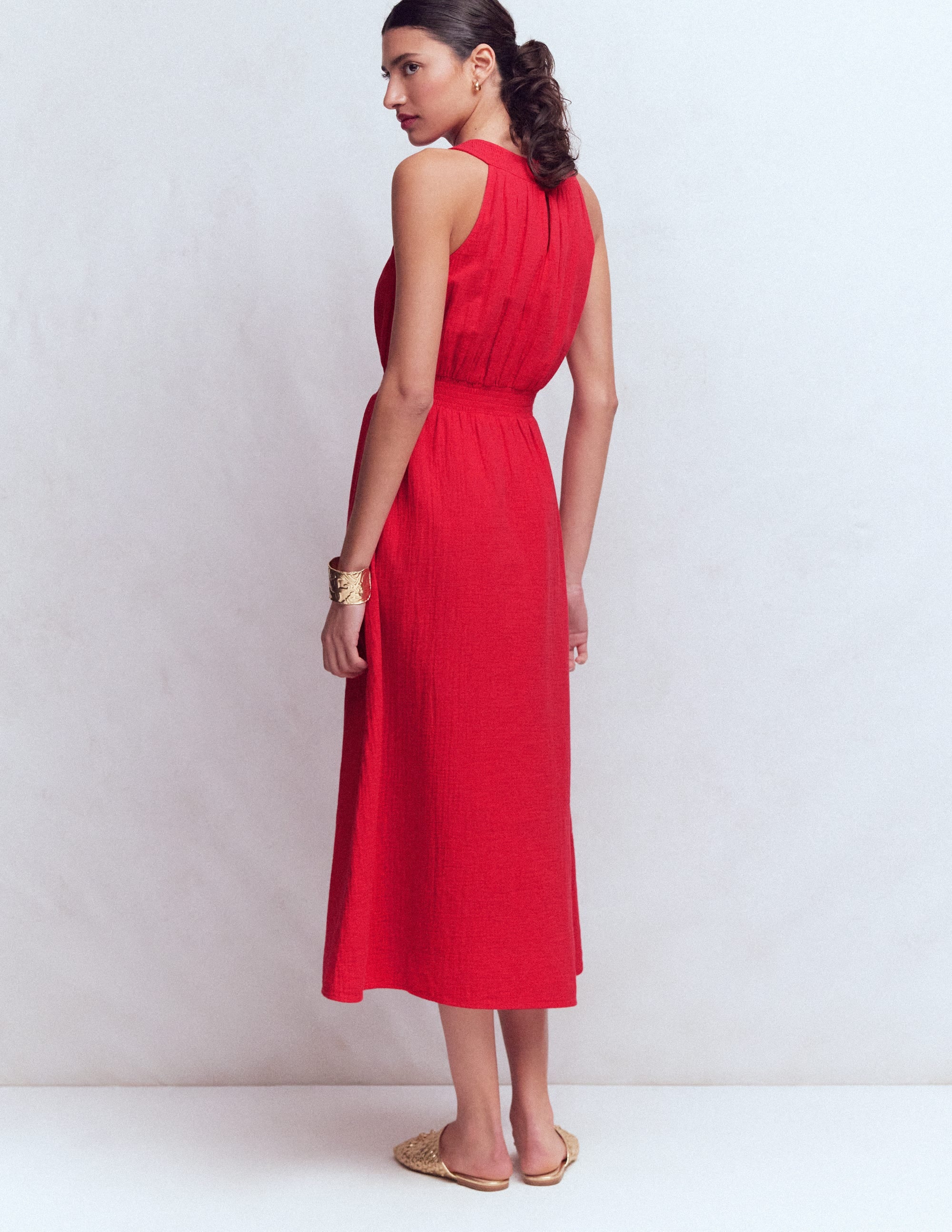 Daphne Double Cloth Dress-Salsa - Image 4