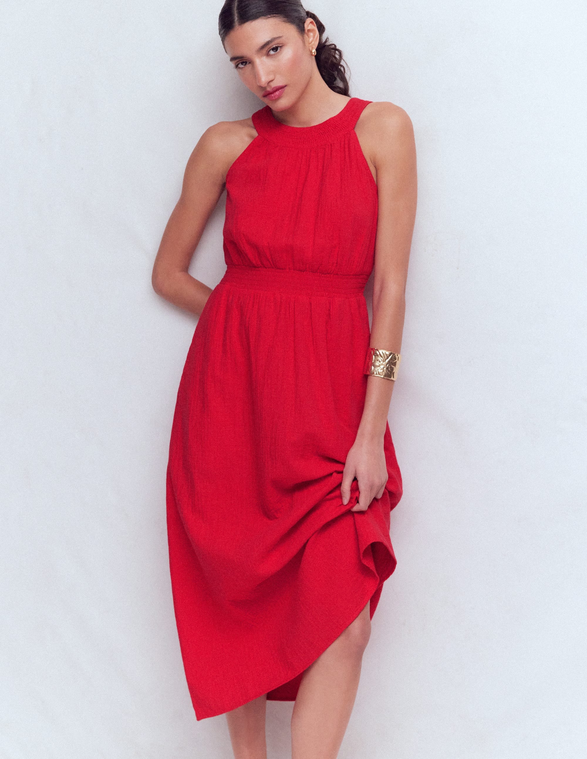 Daphne Double Cloth Dress-Salsa - Image 1