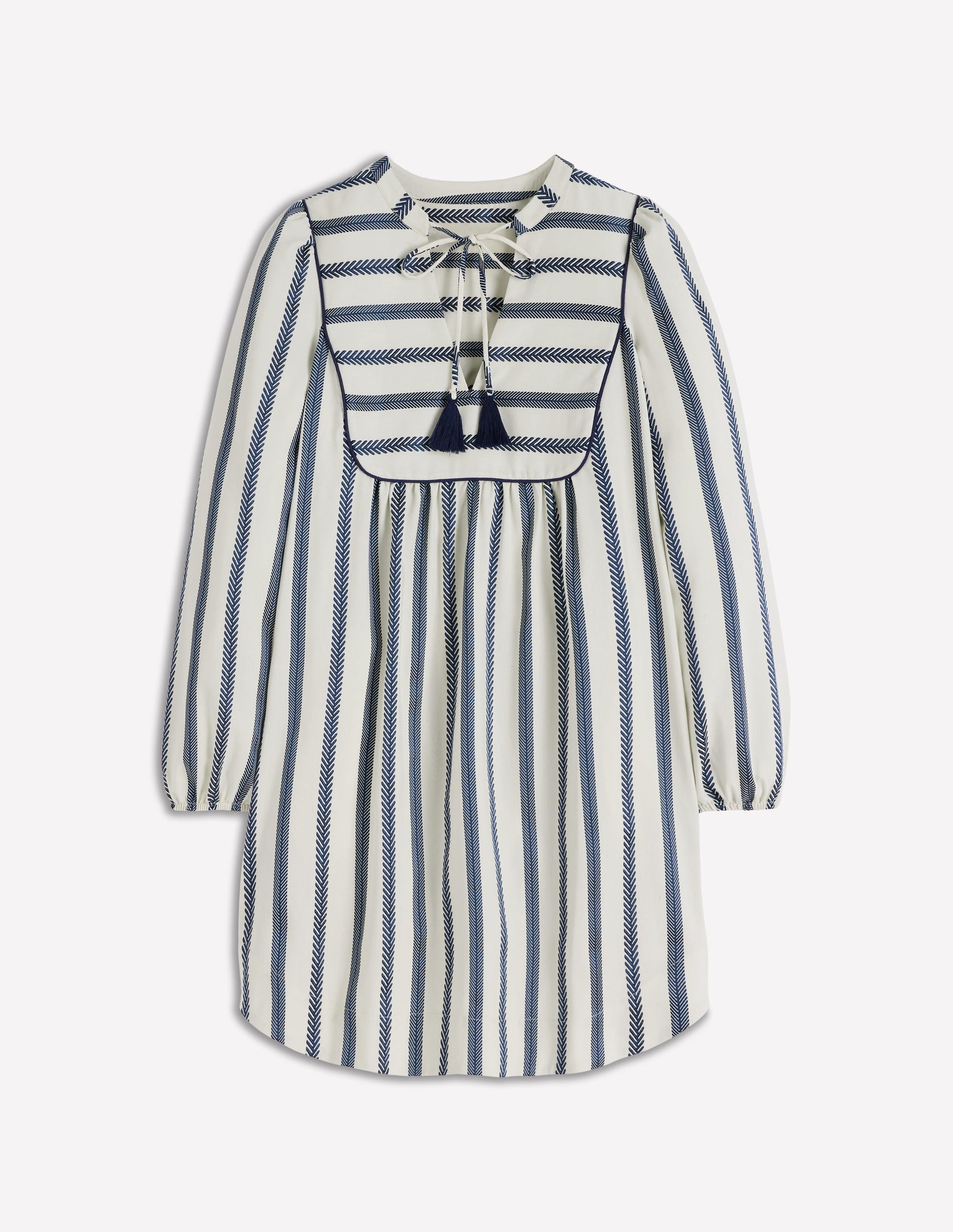 Pia Cotton Yoke Dress-Blue Stripe-7