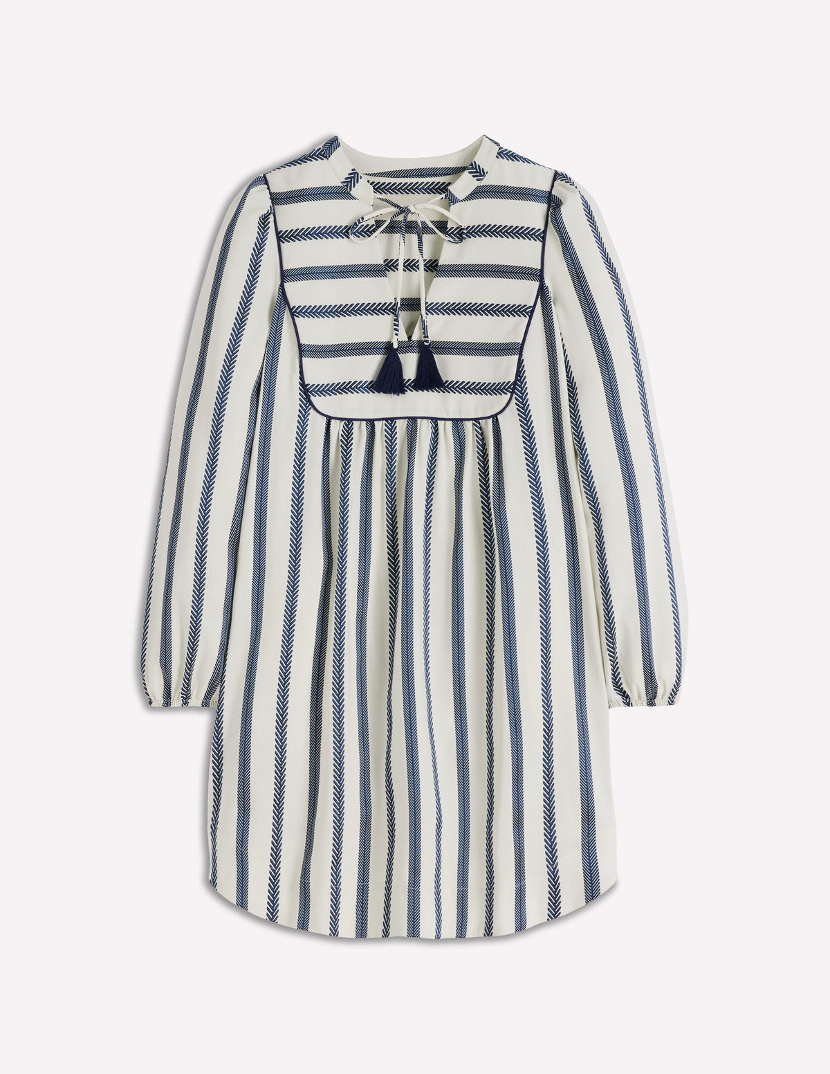 Pia Cotton Yoke Dress-Blue Stripe - Image 7