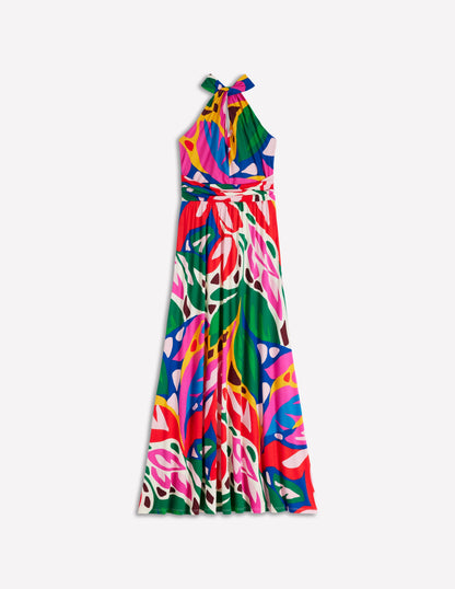 Sydney Twist Neck Jersey Dress-Multi, Leafy Cascade-7