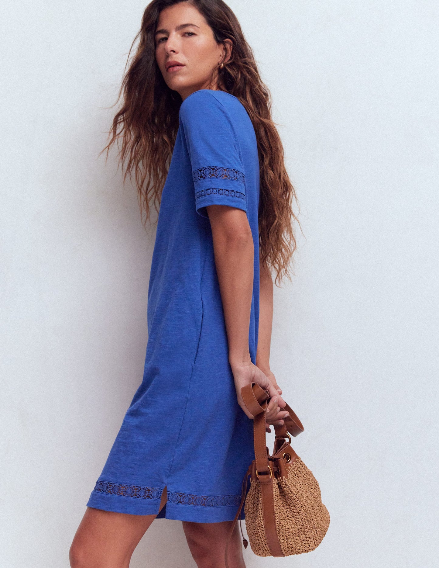 Hattie Jersey T-shirt Dress-Denim Blue