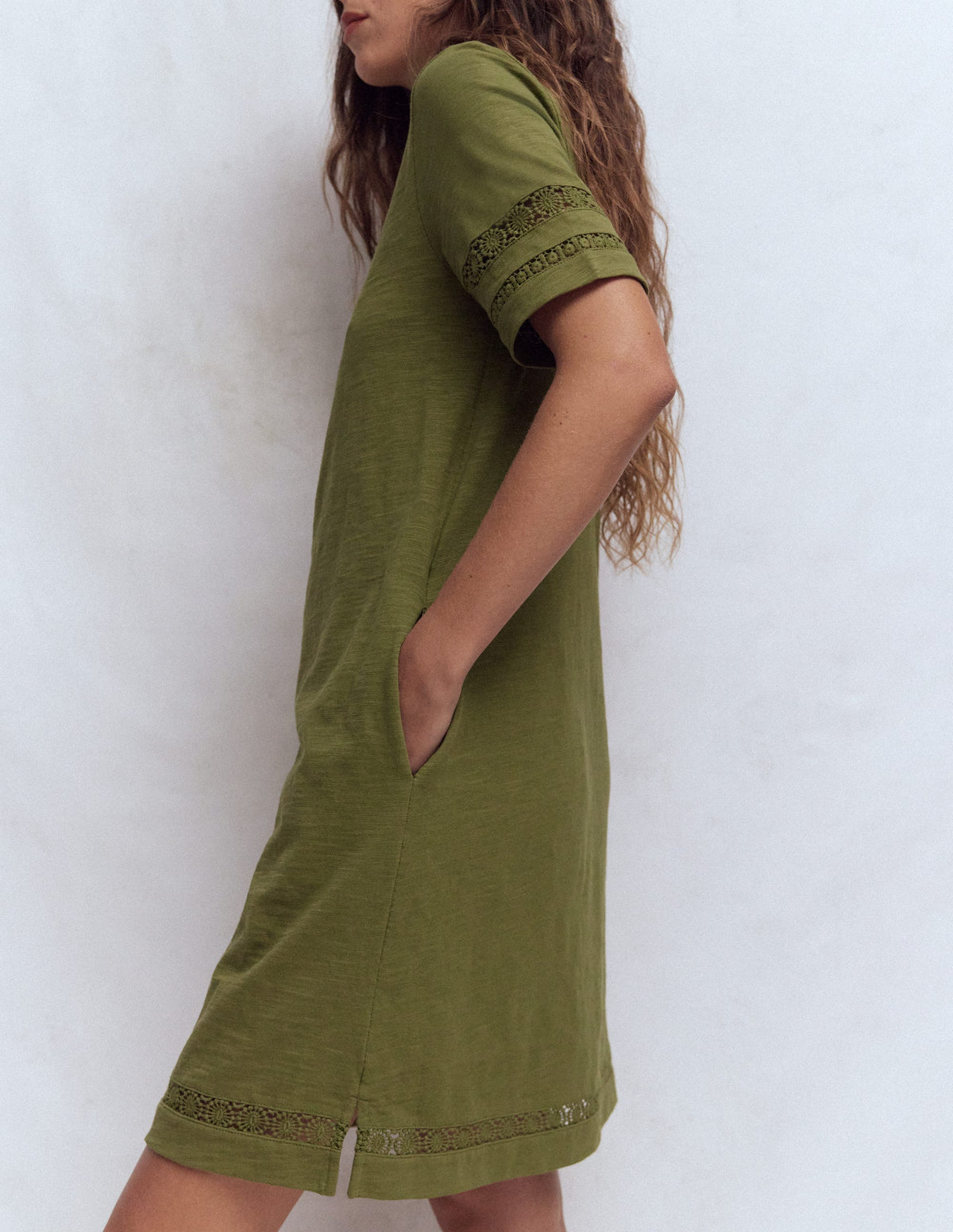 Hattie Jersey T-shirt Dress-Olive - Image 2