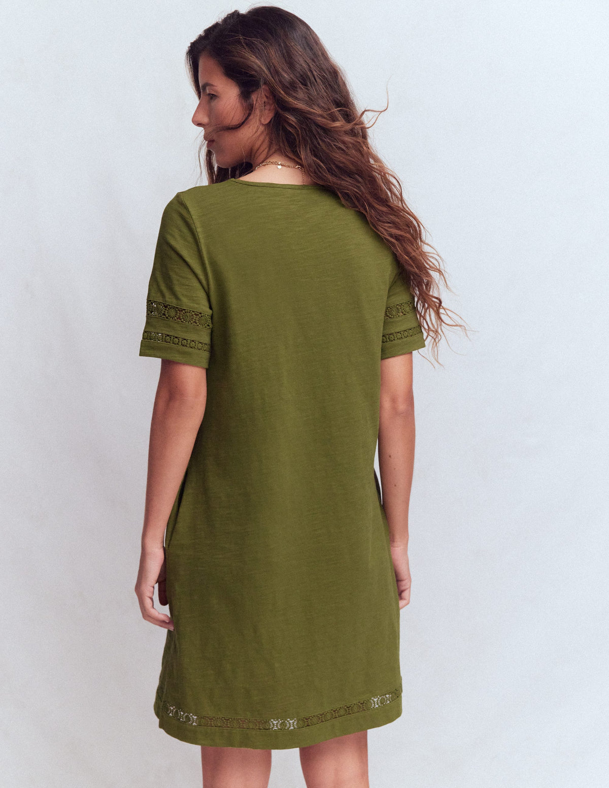 Hattie Jersey T-shirt Dress-Olive - Image 3