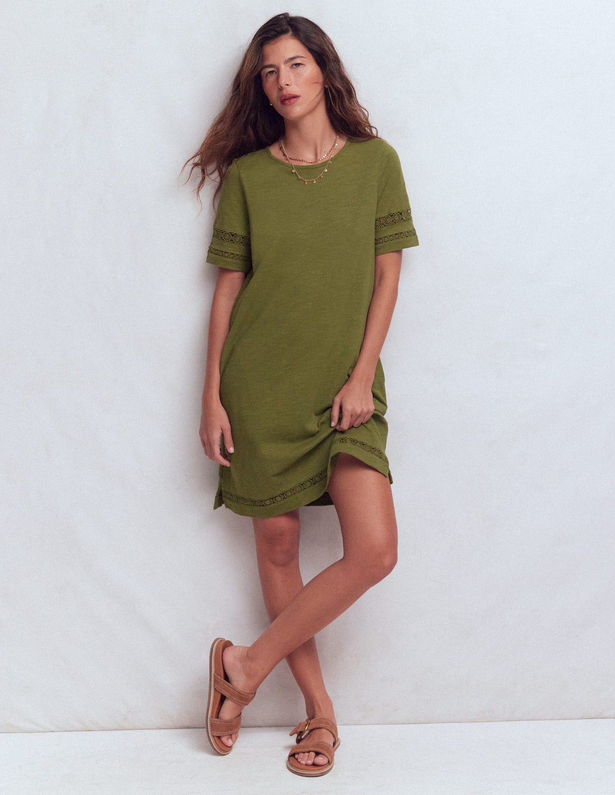Hattie Jersey T-shirt Dress-Olive - Image 4